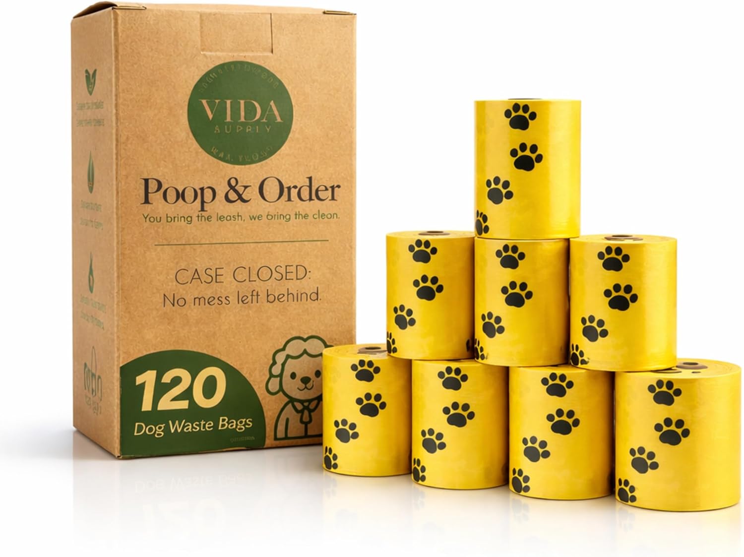 Vida Supply™ Poop & Order™ Compostable Dog Poop Bags, BPI Certified Pet Waste Bags, Leak-Proof & Extra Strong, Eco Friendly Unscented Dog Waste Bags, 120 Count