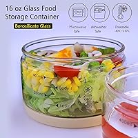 Vista 4 de 16 oz Glass Container with Silicone Lid,Glass Food Storage Container-Clear,Meal Prep Containers, Freeze Bowls, Microwave Safe (2pcs)