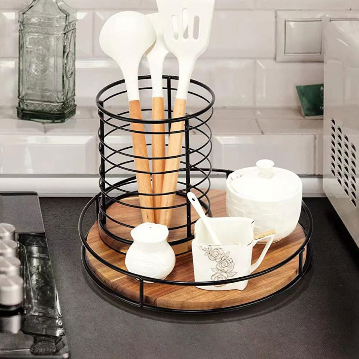 Drehbarer Gewürzaufbewahrungsbehälter und Eisen mit Multifunktionalem Design für Küche und Badezimmer Praktischer Küchen Organizer mit Drehfunktion