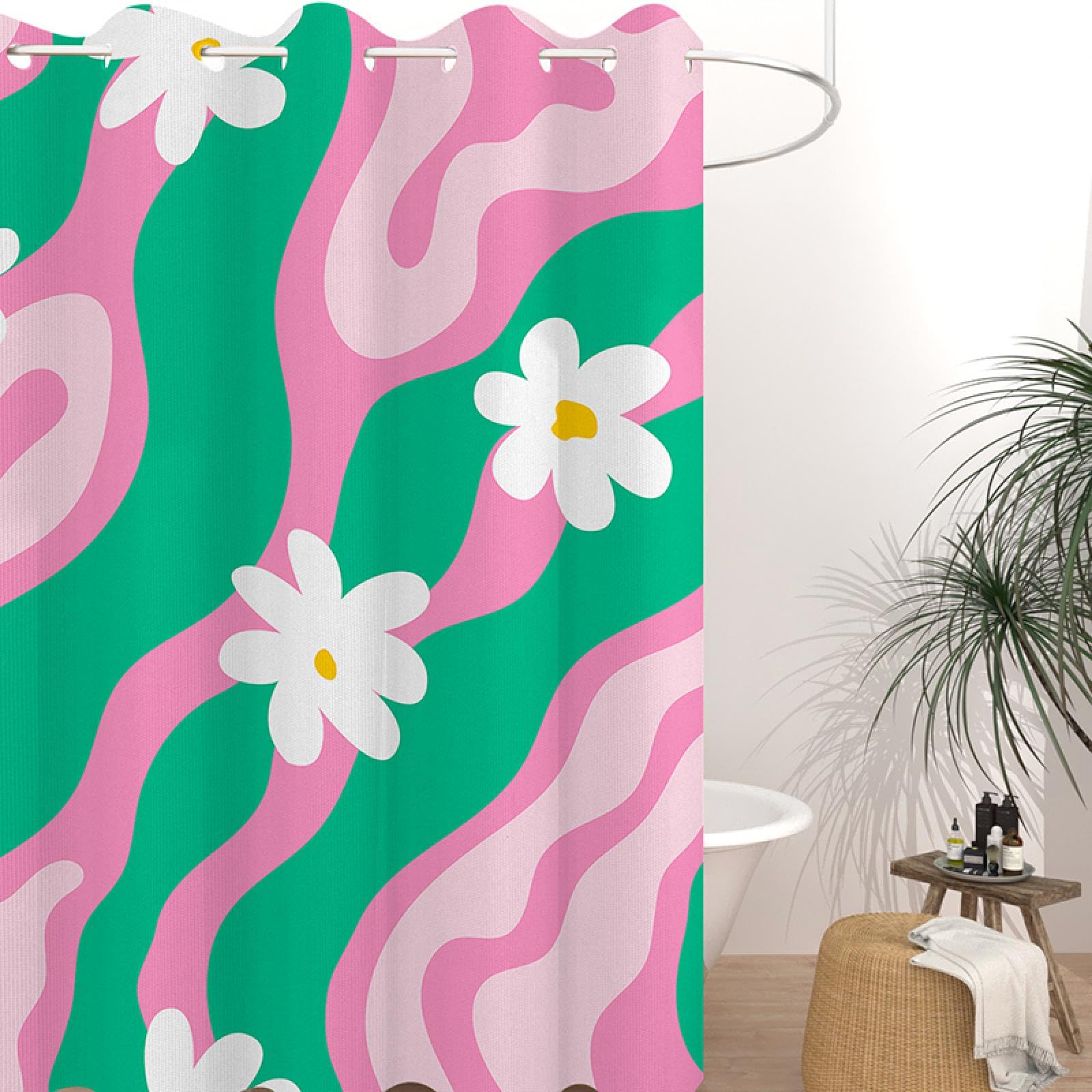 Rideau de douche en tissu polyester imperméable Branches feuilles