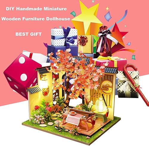 Miniatura 7 de Roroom Kit de casa de muñecas en miniatura y muebles, mini casa de muñecas de madera 3D, modelo artesanal estilo chino con cubierta a prueba de Hl05