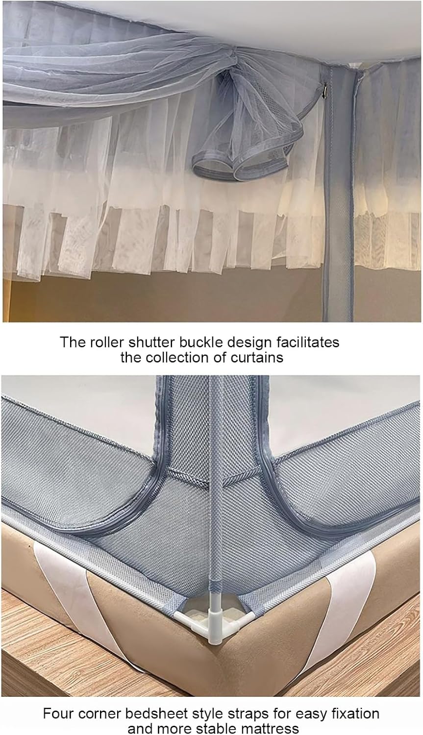 Bed Canopy for s, Princess Bed Curtains Mosquito Net Four Corner Post Curtains Double Layer Cozy Drape Netting Tent Canopy Dream Tents,White,150x200cm