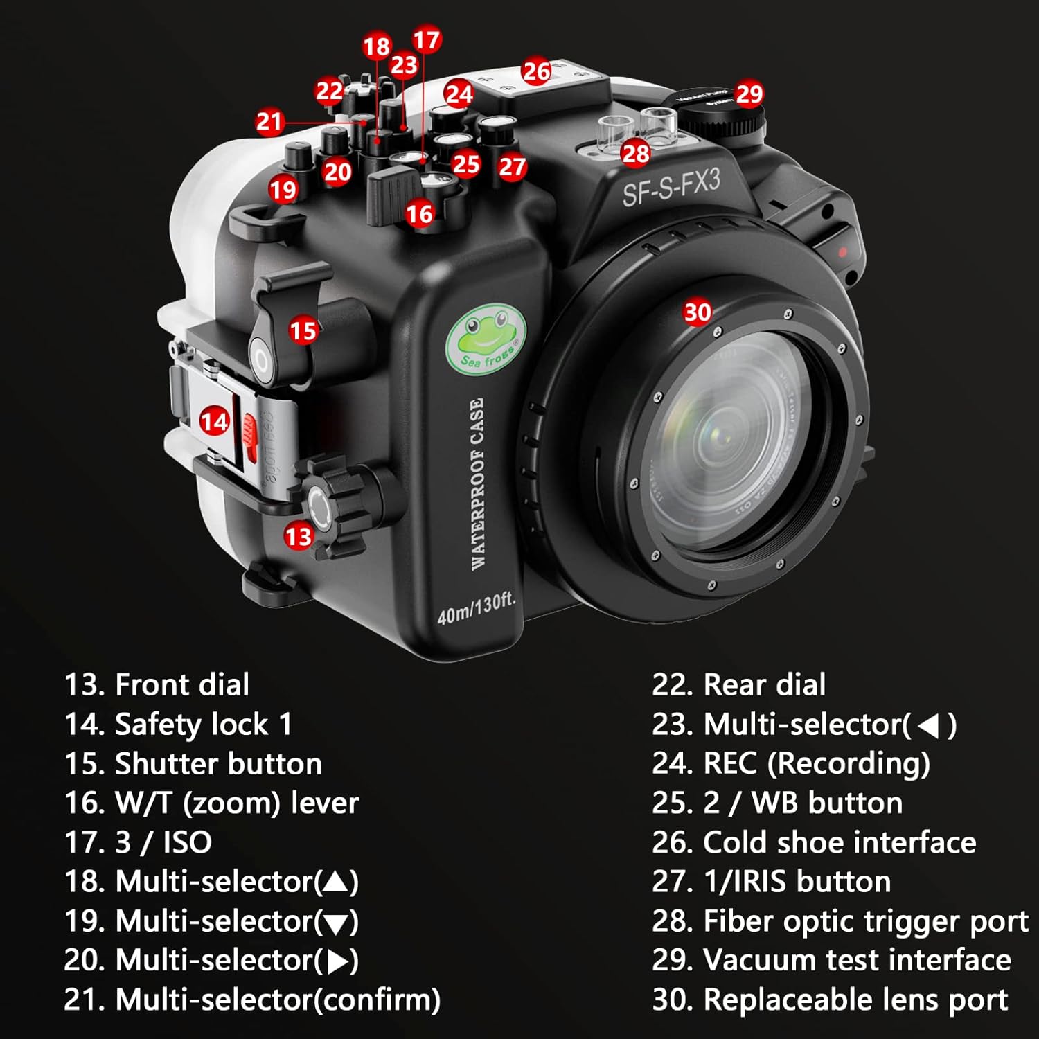Sea frogs Waterproof Camera Housing Compatible with Sony FX-3 16-50MM IPX8 40m/130ft Maximum Diving Depth Underwater Camera Case for Diving, Surfing, Rowing, Skiing