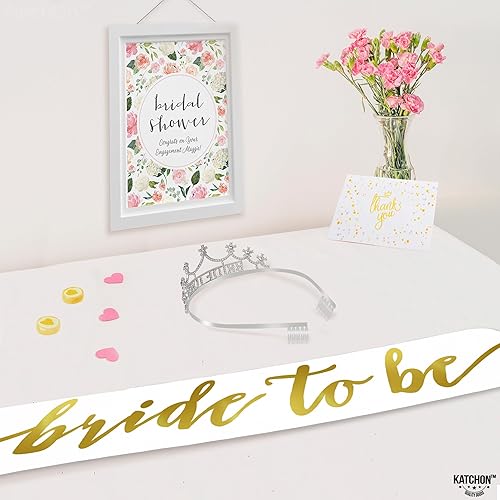 Miniatura 7 de KatchOn, Banda dorada para la novia y la novia – Paquete de 2 | Decoraciones de despedida de soltera | Tiara y banda de novia | Banda y corona de