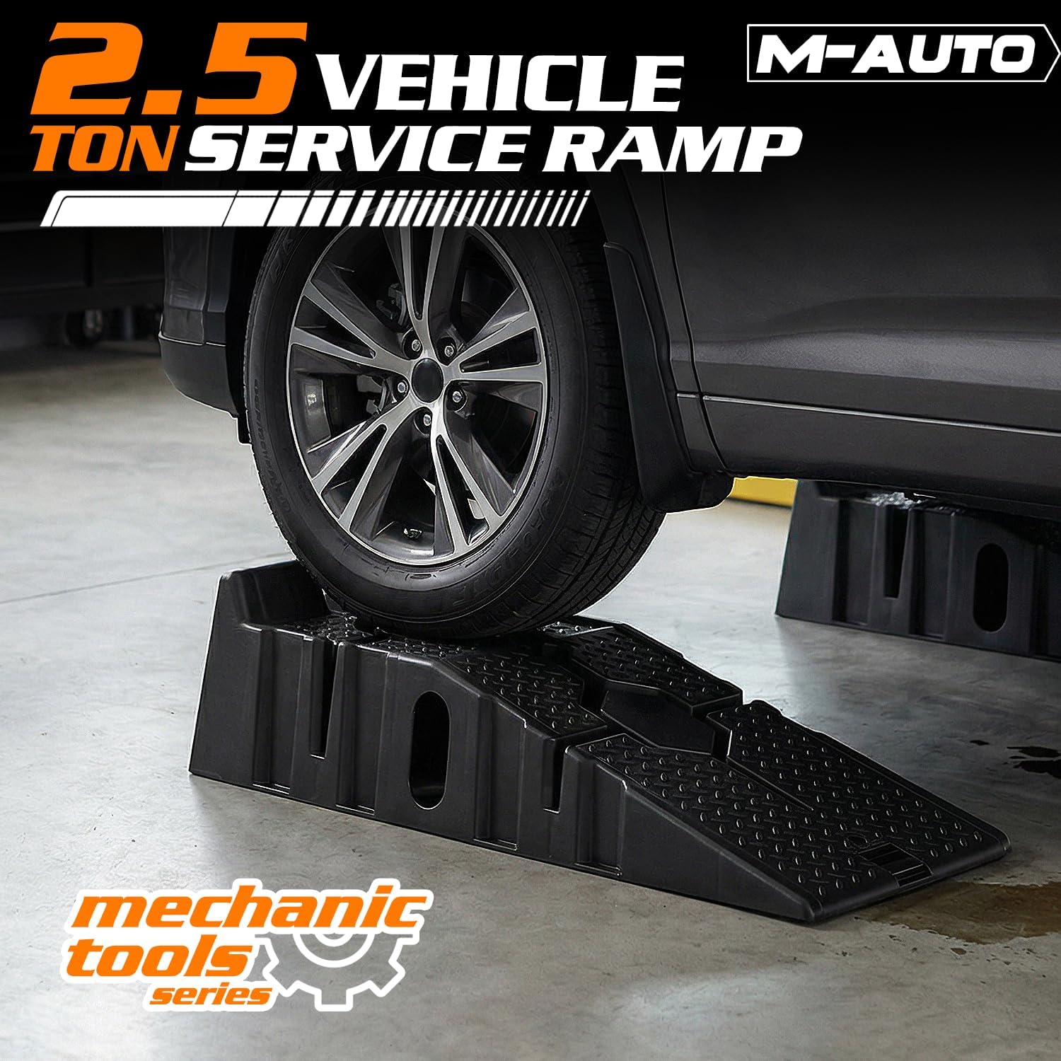 MoNiBloom Car Ramps Set of 2 for Low Profile Vehicles, 2-Stage Incline Ramps, 2.5 Ton (5000 lb) Heavy Duty, Nestable & Portable Service Vehicle Ramp for Oil Changes
