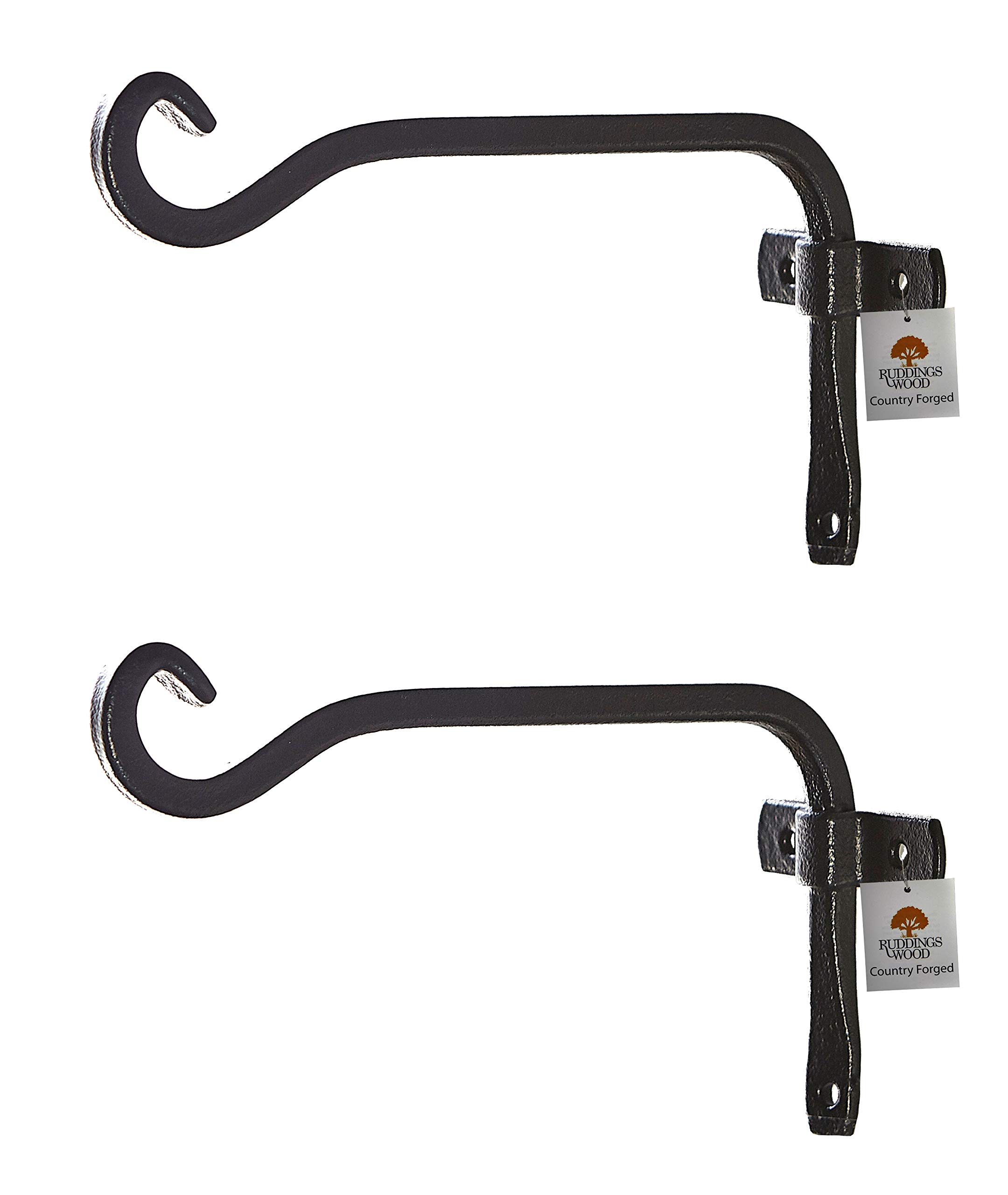Metal Wall Hooks Hanging Basket Brackets Hanger Country Forged Set of 2 x 17cm