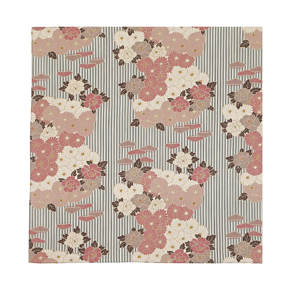 NOREN Furoshiki - Bolsa de tela para envolver (flor retro, rosa/beige), tamaño grande de 39.4 pulgadas (100 cm), fabricada en Japón, 100 % algodón, kimono japonés, regalo