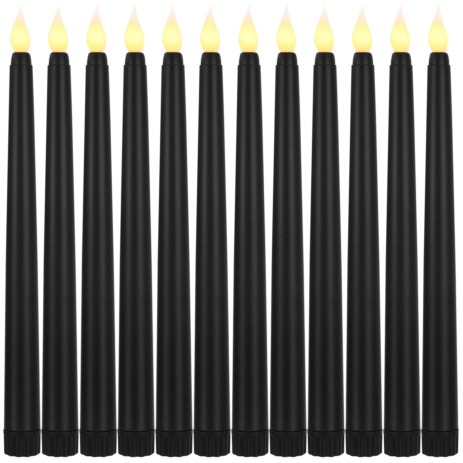 Baquler 12 Pcs 8.5 Inch Black LED Flameless Taper Candles Bulk — image 1