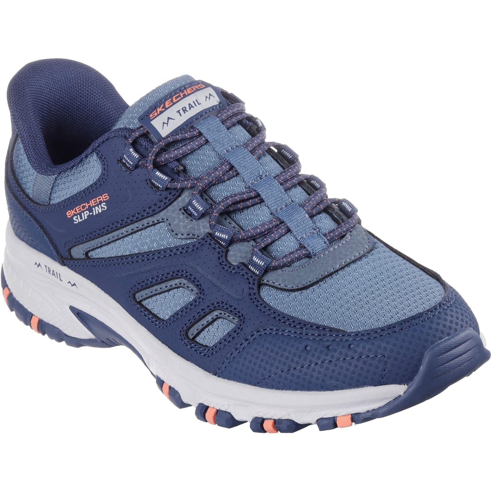 Skechers Women's Hillcrest Kamalino Slip-On Sneakers, Navy Synthetic/Textile/Coral Trim, 7 UK