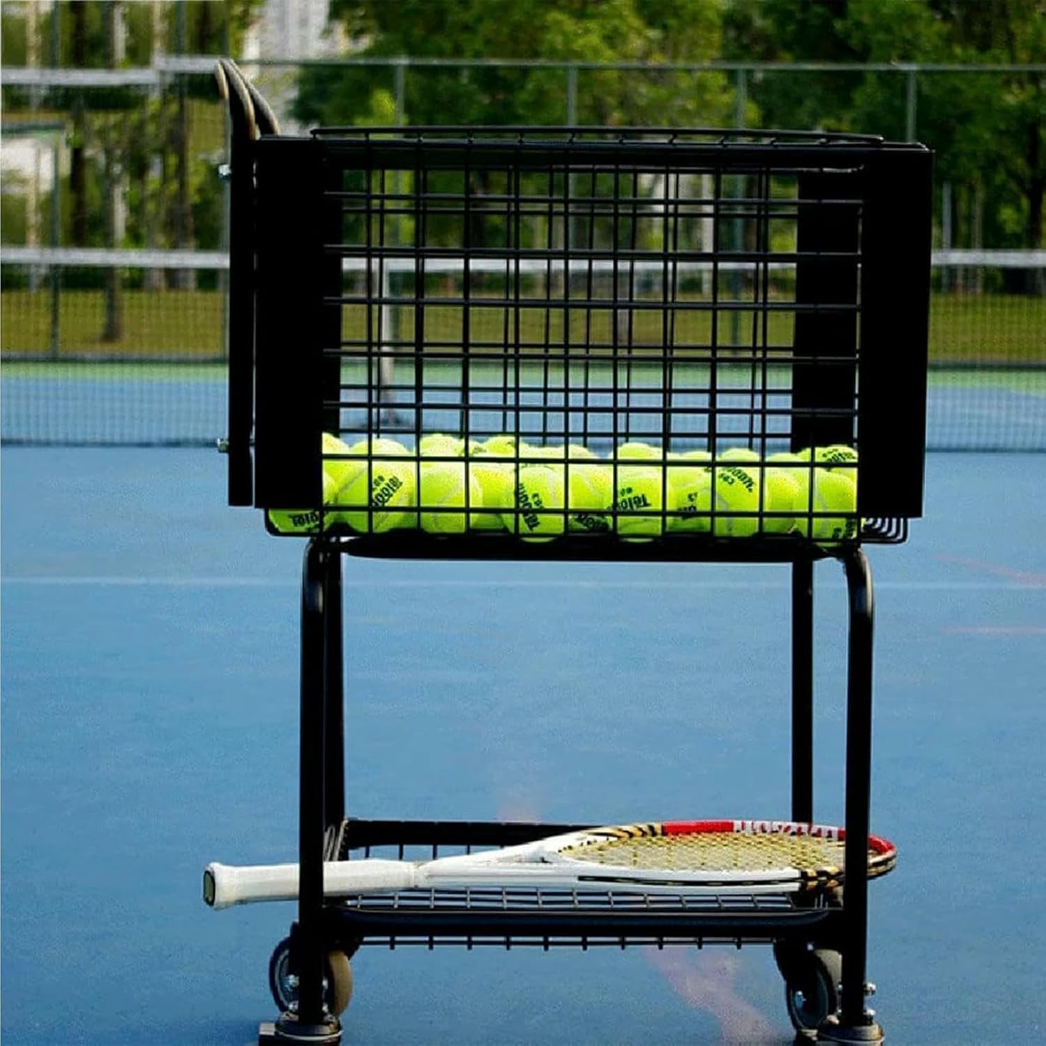 Tennis Ball Picker, Hanging Metal Tennis Equipment Storage Basket, Tennis Hopper Basket, Suitable for Stadiums, Clubs