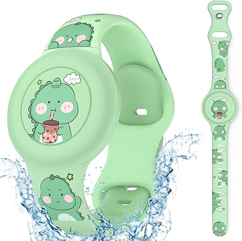 Pulsera de AirTag impermeable para niños, lindo soporte de AirTag de dibujos animados para niños, silicona suave, cobertura completa, pulsera oculta