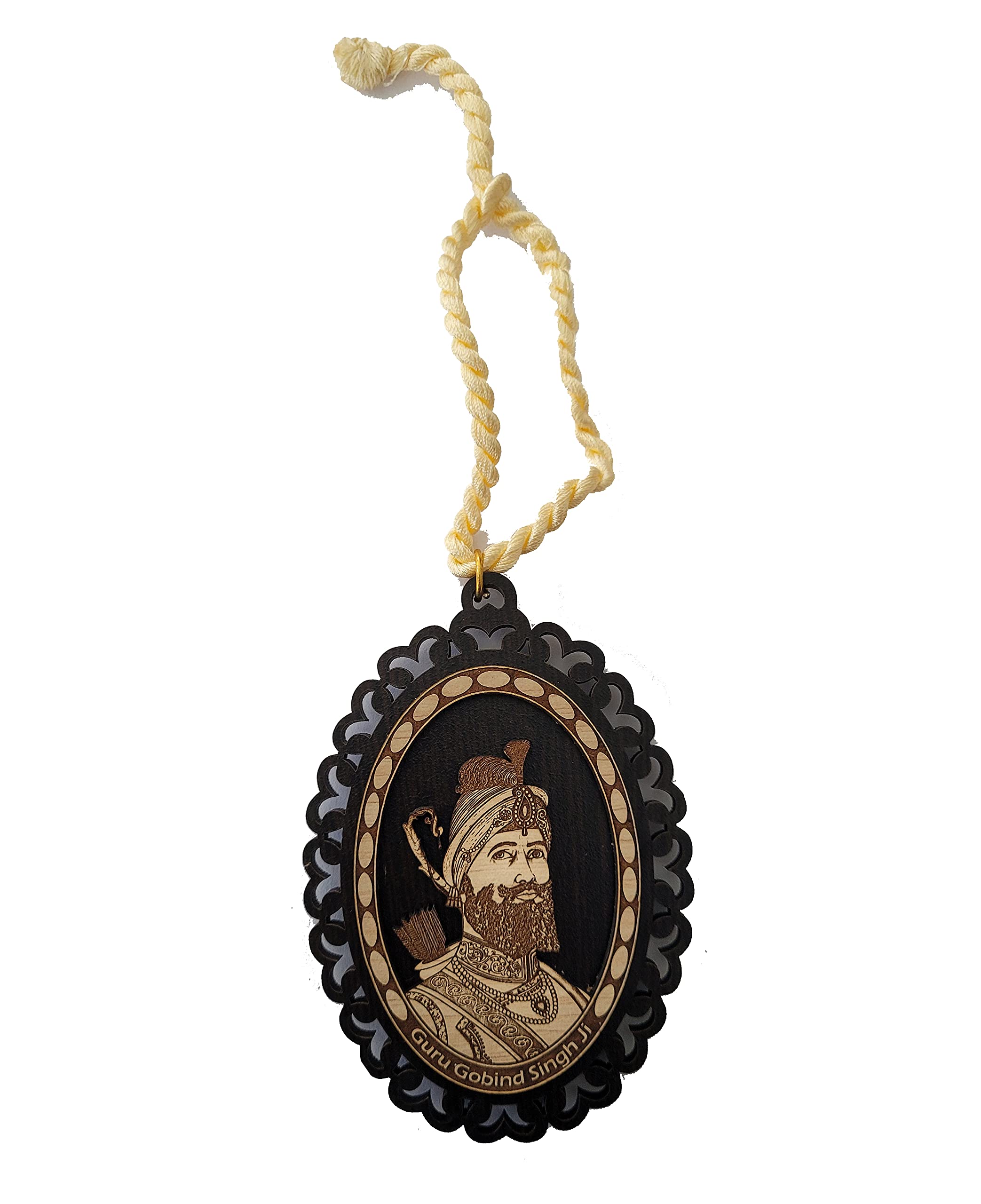 Guru Gobind Singh ji Picture | 3D Engraved | Car Hanging Oval Block | 3D Engraving