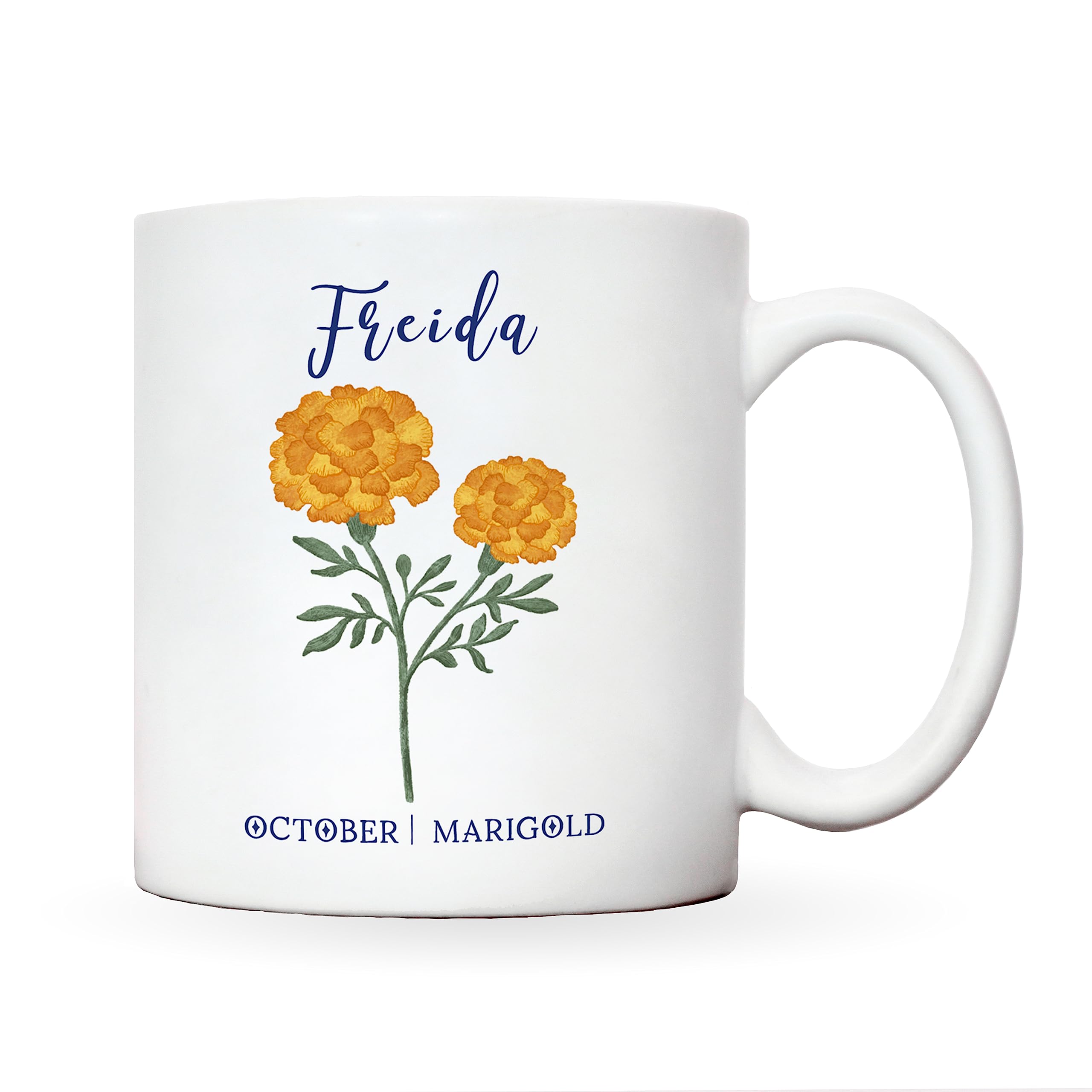 Manta Makes Birth flower personalised mug or coaster | personalized mug with birth month flower | birthday gift for her birth flower gift custom mug (Oct, Mug)