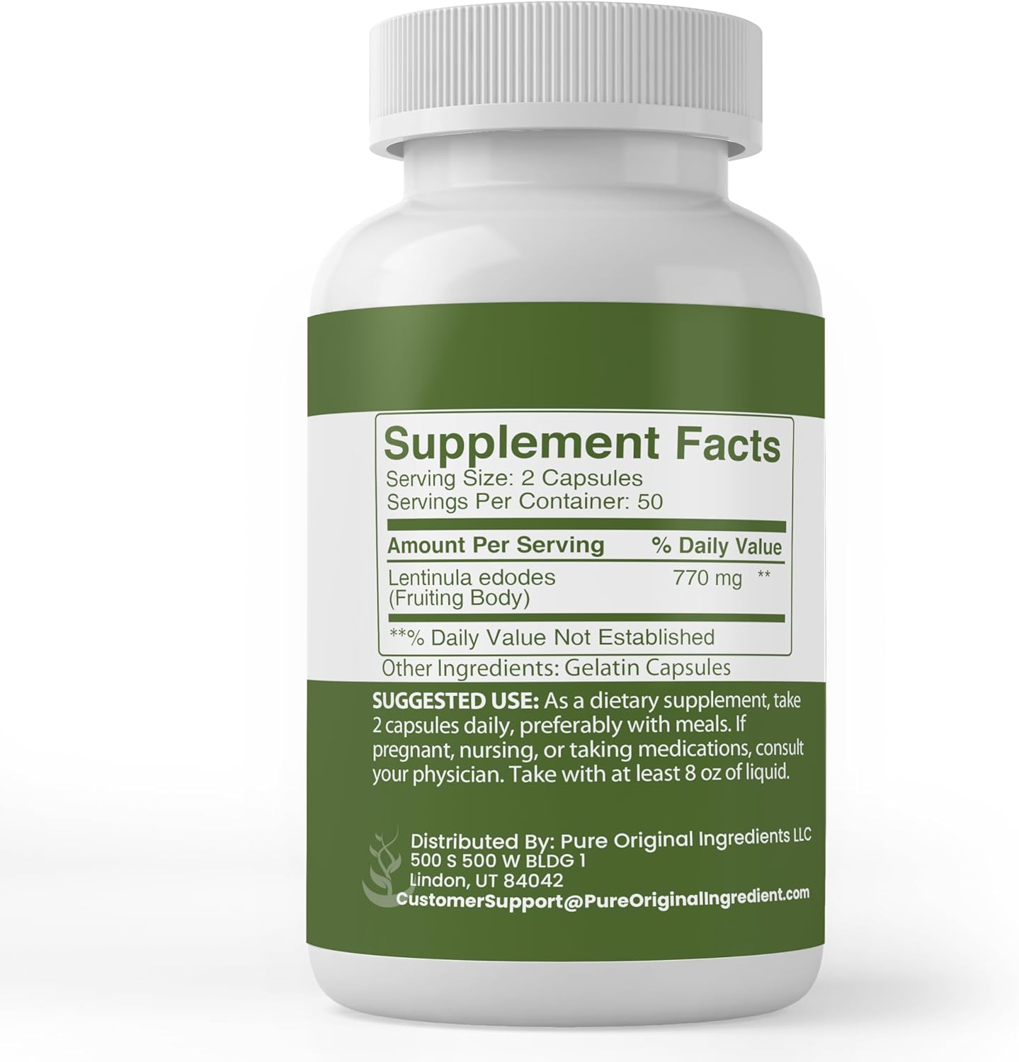 Pure Original Ingredients Shiitake Mushroom Extract (100 Capsules) Always Pure, No Additives Or Fillers, Lab Verified - Image 2