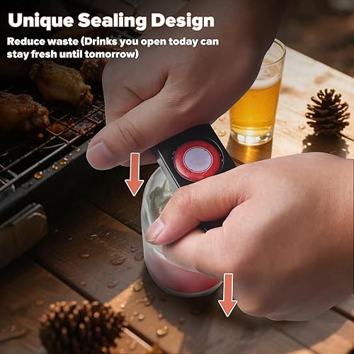 Miniatura 4 de AJXX Abrebotellas multifunción 3 en 1, palanca y sella para botellas de vidrio con tapas de metal, acero inoxidable resistente, resistente a la