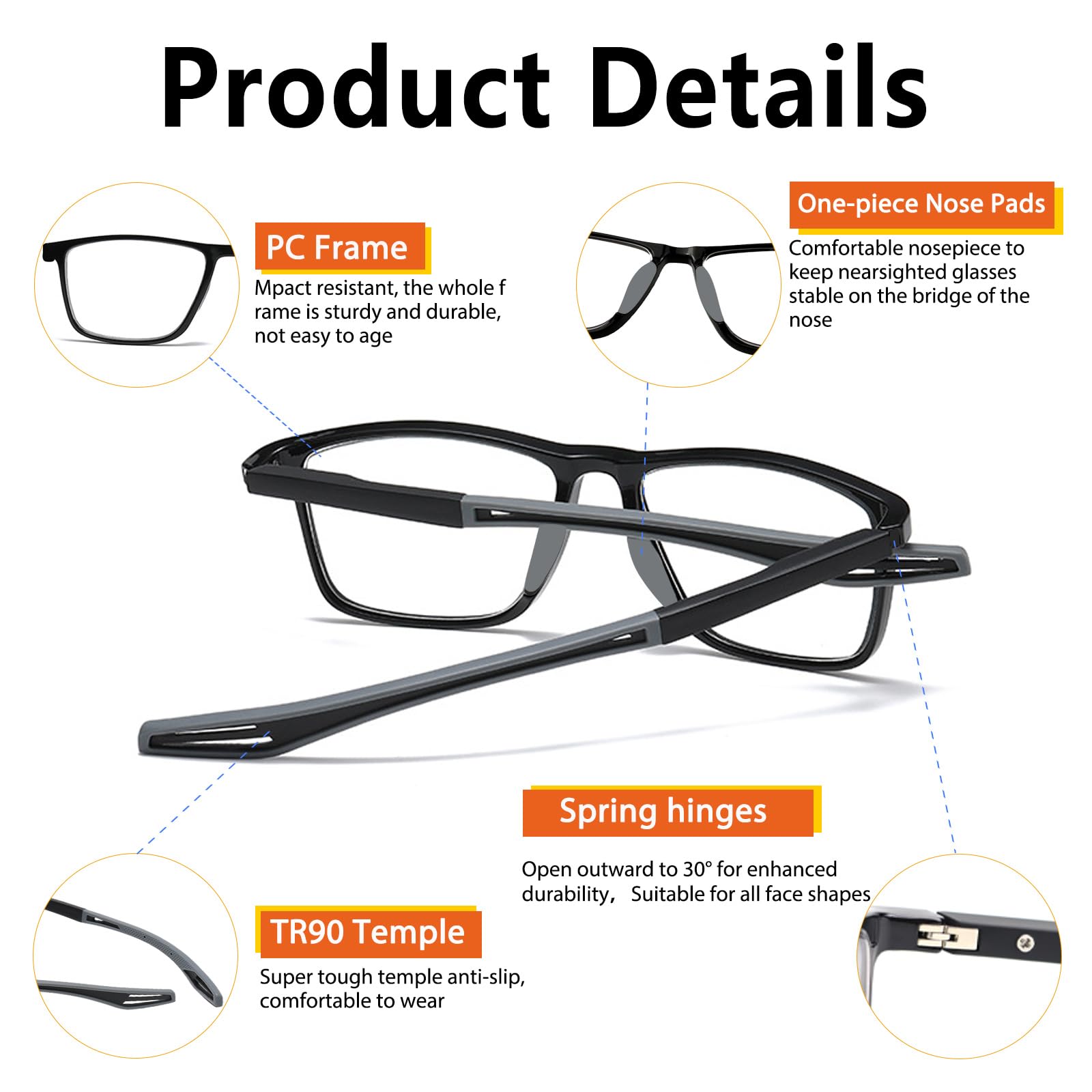 Photochrome Übergangs-Brille, Fahrbrille, UV-Blaulicht, blockierende Brille für Männer und Frauen, TR90