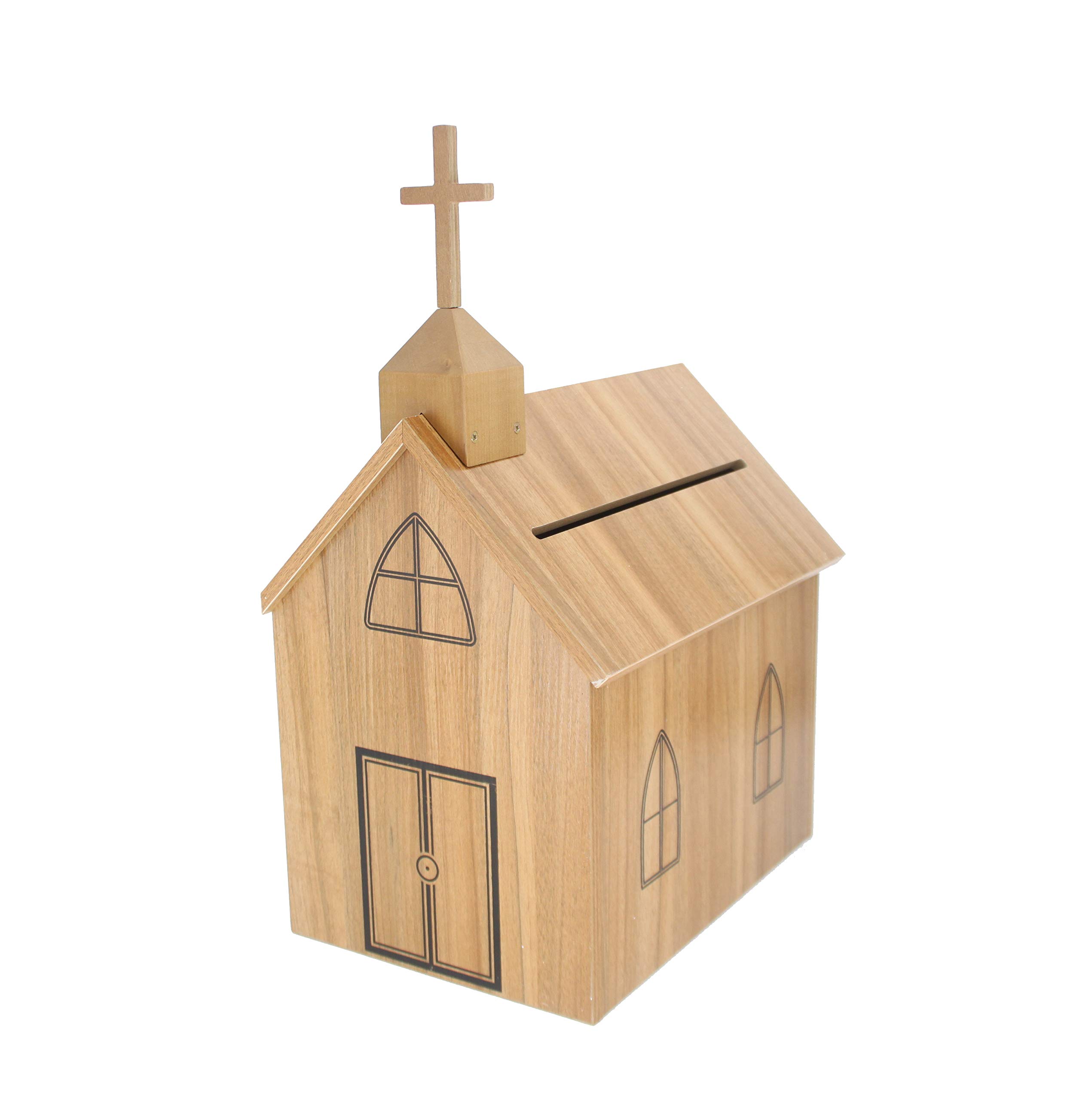 FixtureDisplays Church Steeple Box Collection Box Tithing Donation Box Fundraising Charity Box with Cross 21397-C-FBA
