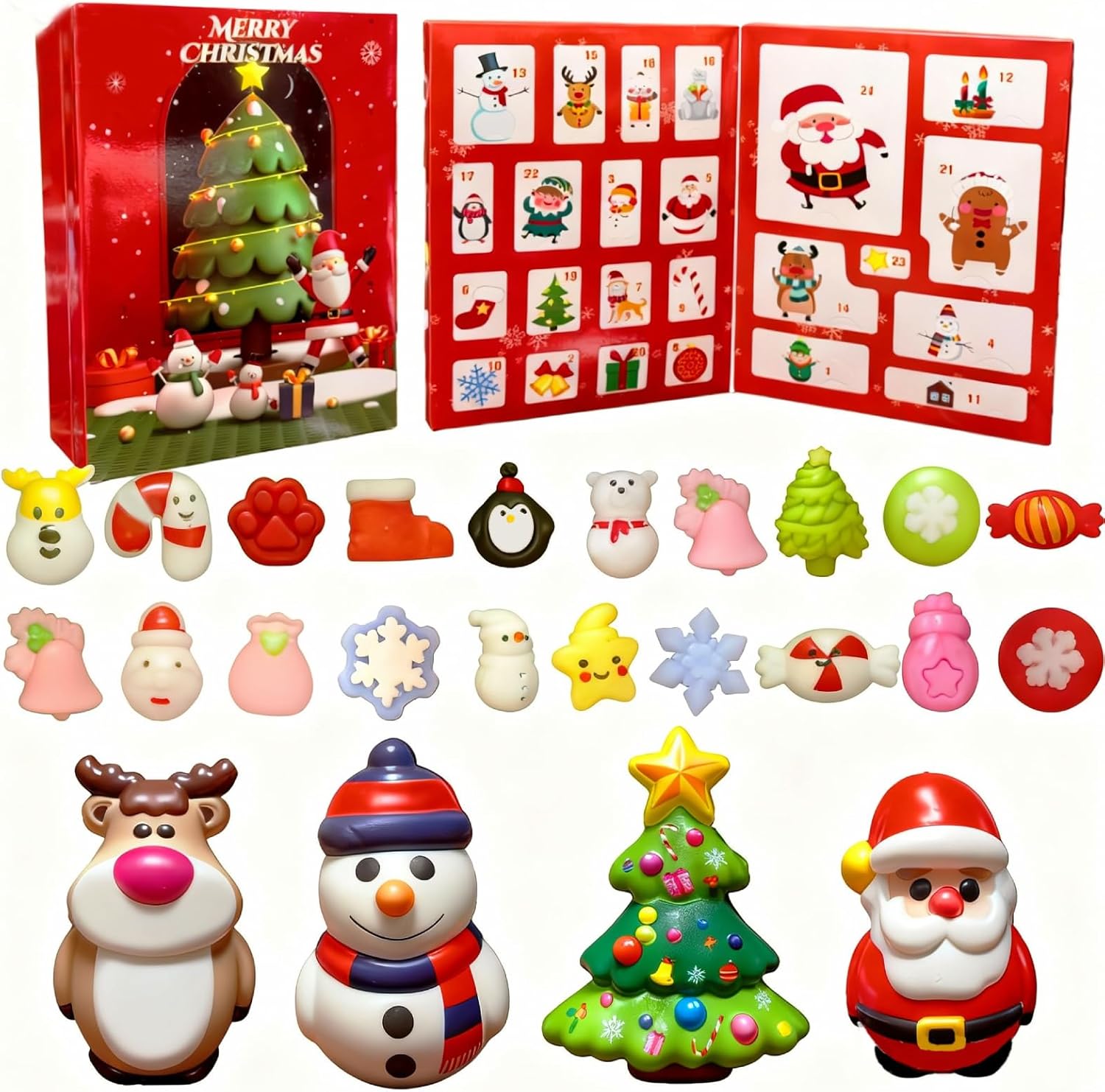 2025 Advent Calendar Mochi - 24 Days Mochi Squishy Christmas Countdown Calendar -Squishy Stress Relief Toys for Kids, Christmas Party Favor
