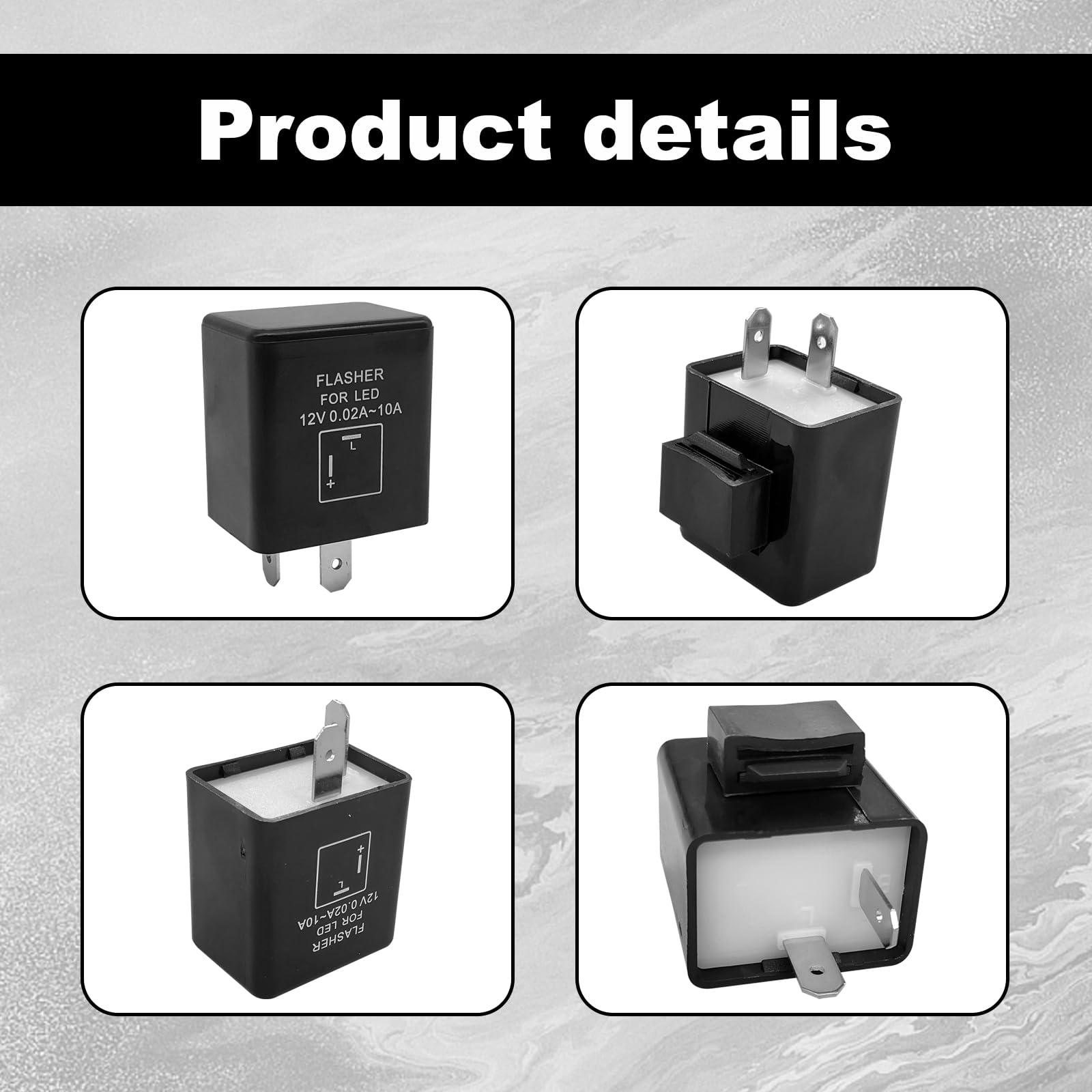 12V 0.02A-10A 2-Pin LED Electronic Flasher Relay for Motorcycle and Cars Turn Signal Light Fast Hyper Flash Direct Replacement- Hyper Flash Fix (1-Pack)