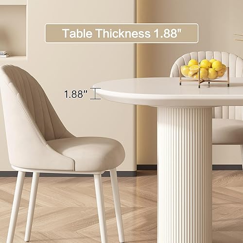 Miniatura 9 de Juego de mesa de comedor para 4, mesa de cocina moderna con 4 sillas, juego de mesa de comedor para cocina, comedor, hogar y oficina (mesa blanca de