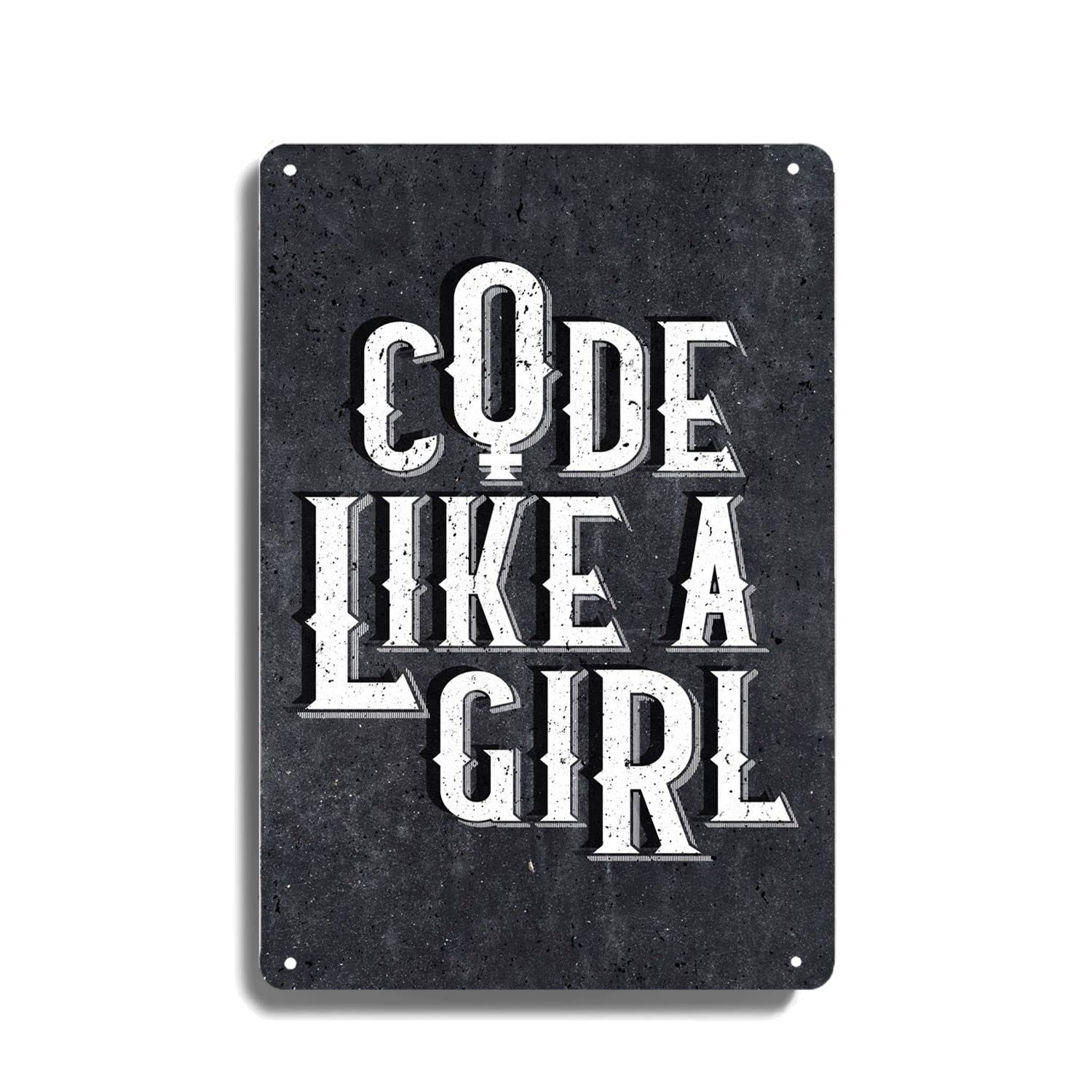 Code Like A Girl Wall Art Or Gift For Girl Coders Female Programmer Computer Science For Girls Female Software Engineer Metal Tin Sign Family Lovers Gift Bedroom Kitchen Home Style 8x12 Inch