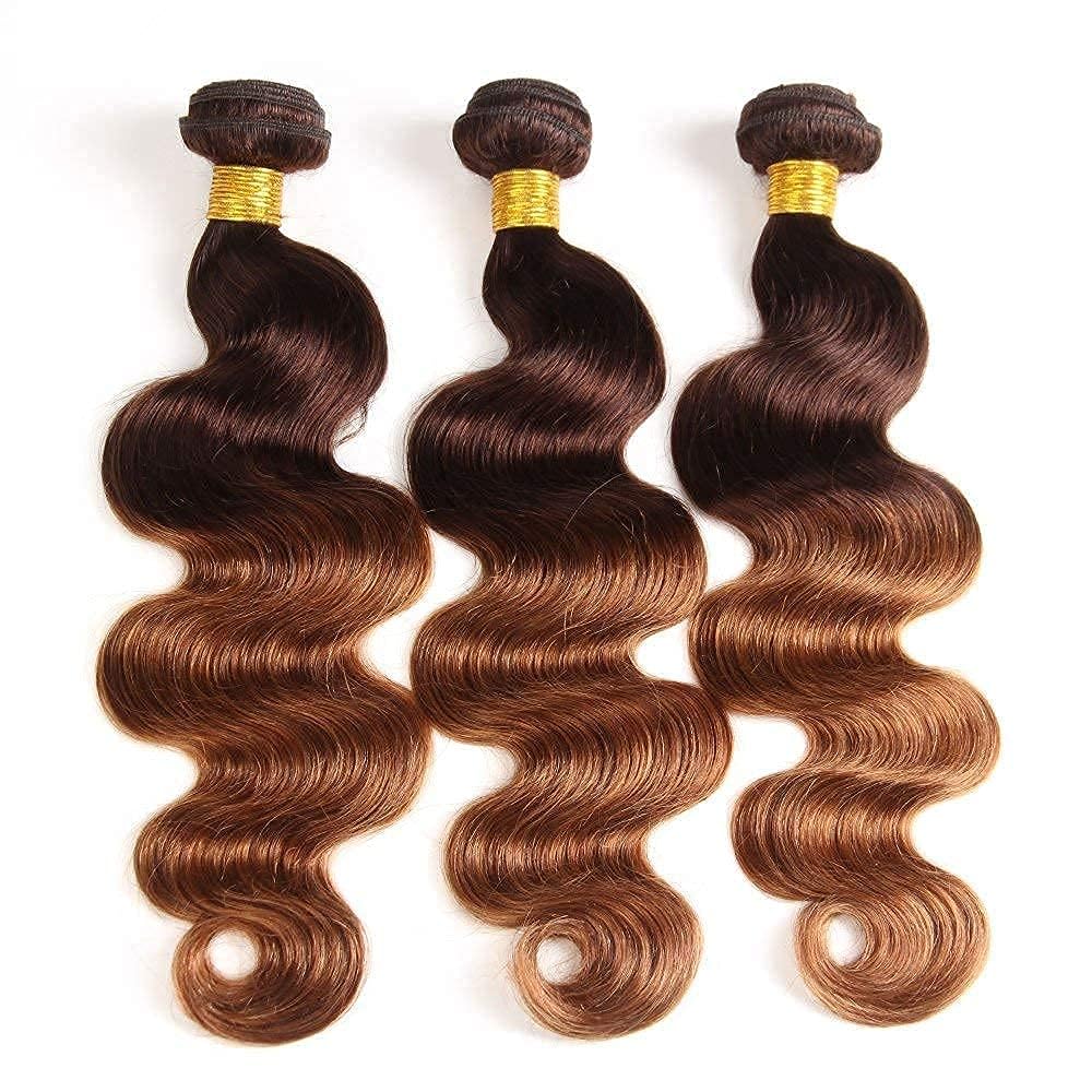 Body Wave Bundles Human Hair (T4/30, 26 26 26) 2 Tone Ombre Brazilian 3 Bundles Virgin Human Hair Weave Bundles 100% Unprocessed Body Wave Human Hair Extensions T4/30 Medium Brown/Medium Auburn