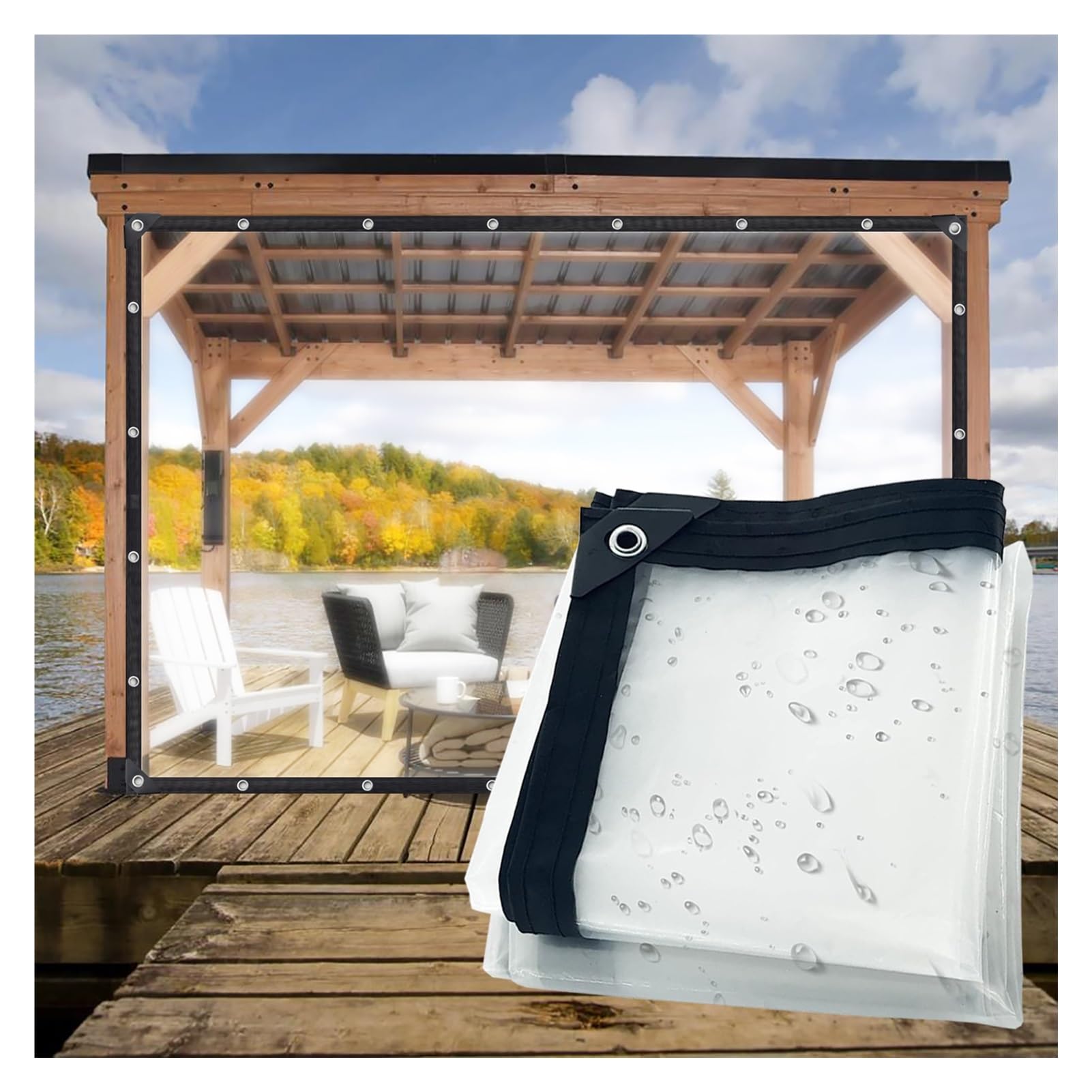 Buy RAUMPA 8x10 ft Clear Plastic Vinyl Tarp with Grommets, Heavy Duty