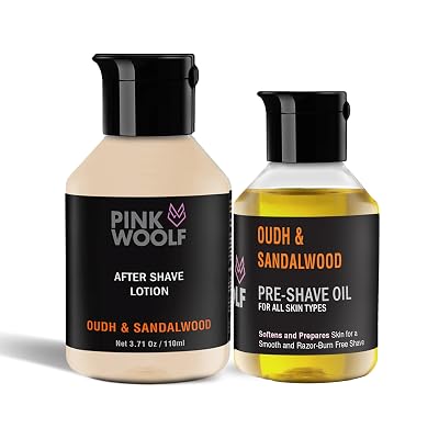 Pink Woolf Shaving Combo for Men - Pre Shave Oil for Men and After Shave Balm OUDH SANDALWOOD, Apply Before Shave for a 