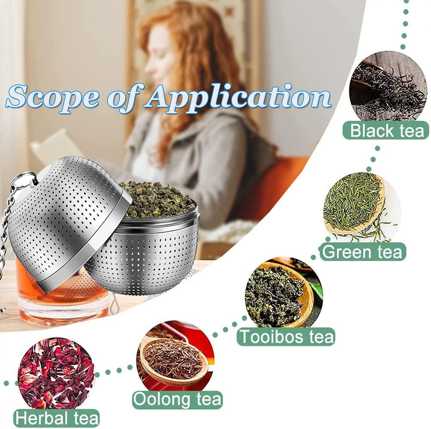 iJiZuo Tea Infuser for Loose Tea Stainless Steel Tea Infuser Mesh Tea and Herb Ball Strainer - Image 4