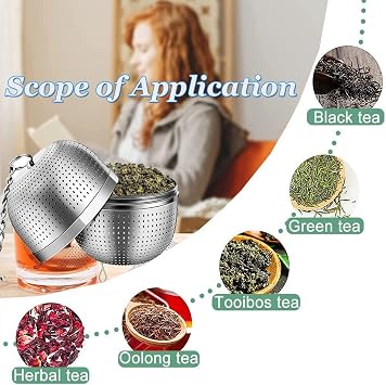 iJiZuo Tea Infuser for Loose Tea, Stainless Steel Tea Infuser | Mesh Tea and Herb Ball Strainer, Tea Ball Strainers Infuser with Drip Trays, for Loose Leaf Tea, Mugs Teapots Spice