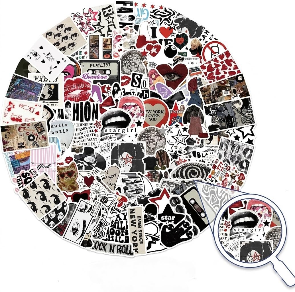 100 Pcs Twilight Aesthetic Stickers Pack - Downtown Girl & Y2K Vinyl Decals, Waterproof Non-Repeating Cool Trendy Stickers for Laptop, Water Bottle, Scrapbooking, Grunge Gift for Teens