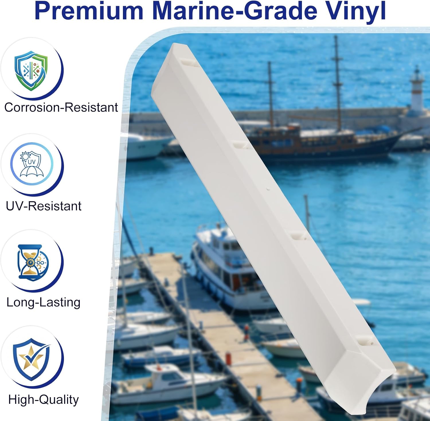 48 Inch Boat Dock Bumpers for Piling & Edge – Heavy Duty Marine Fenders with Stainless Steel Screws, 2 Pack, UV Resistant Closed-Cell Foam for Horizontal Deck, Vertical Poles, Post, Pylon
