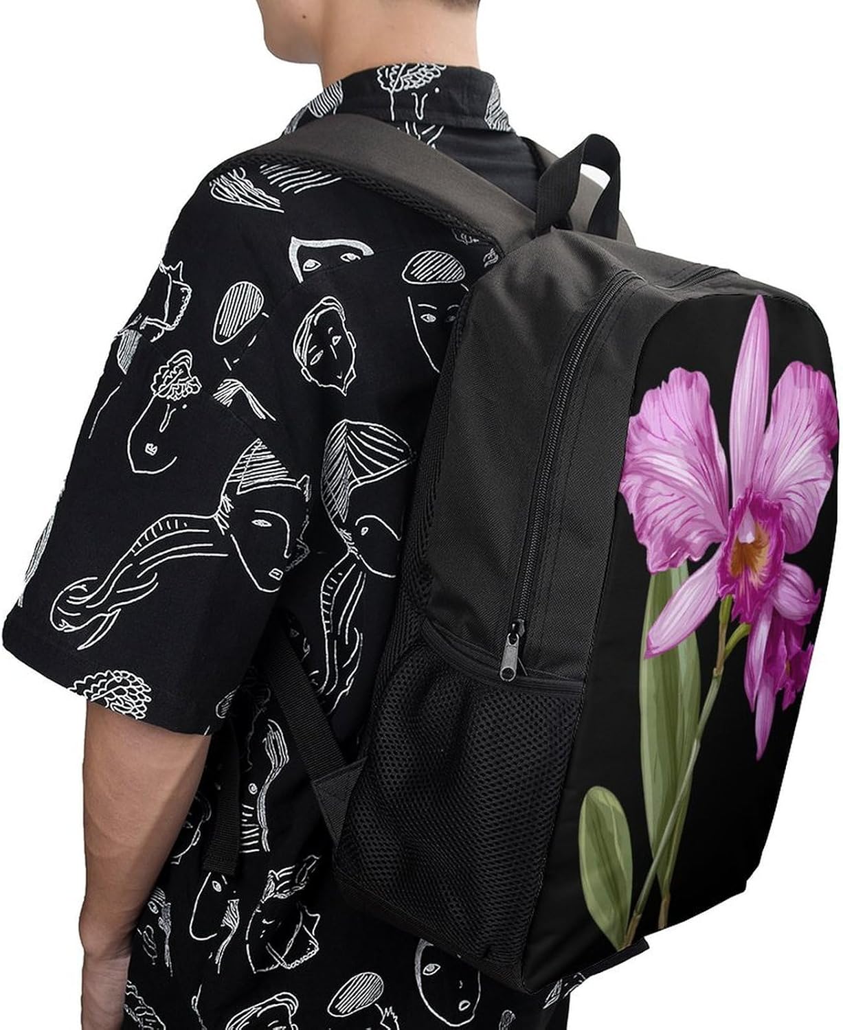 Cattleya Orchid Flower Unisex Backpack 17" Casual Daypacks Simple Shoulders Bag for Camping Hiking Travel Gear