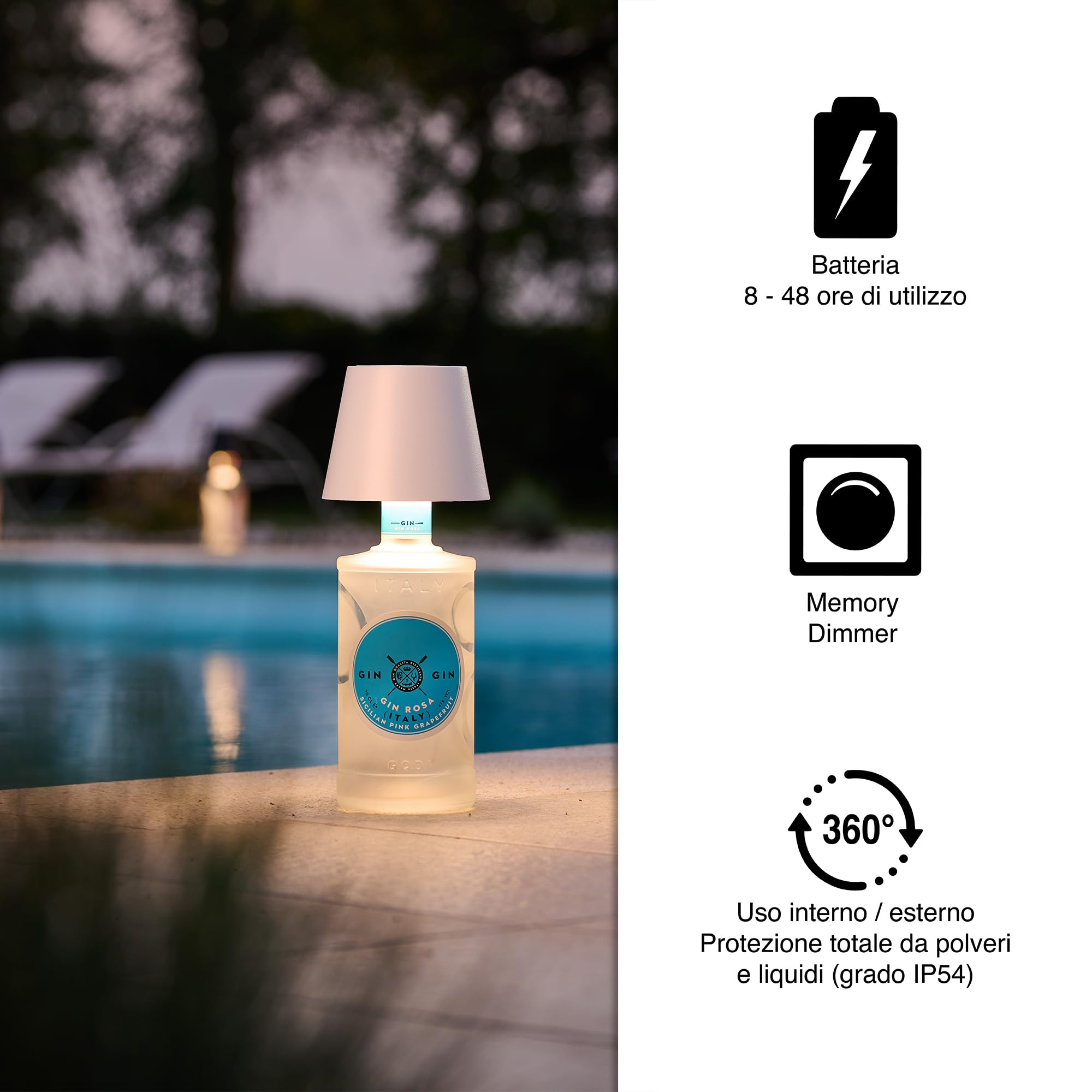 LA VILLE LUMIÈRE MarieB Lampada LED Wireless, Ricaricabile e Dimmerabile, Abat-Jour per Interno/Esterno, 48h Autonomia, 3 Temperature di Luce, Alluminio, Single, LVL(Metal Black)