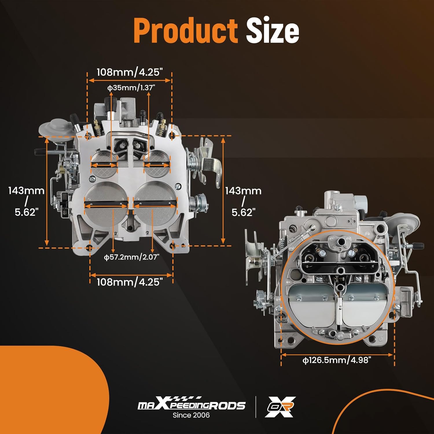 maXpeedingrods 4 Barrel Carburetor for Rochester Quadrajet Carburetor for Chevy 350 327 396 400 402 427 454 V8 1966-1973 Engines Trucks/Cars, 1901R 4MV 750CFM Q-Jet 4 BBL Carb, Manual Divorced Choke