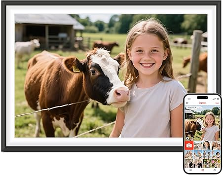 Frameo 10.1" Digital Picture Frame, Smart WiFi Digital Photo Frame with 1280x800 HD IPS Touch Screen 32GB Storage Auto-Rotate Wall Mounted, Share Photos/Videos from Phone AnywhereBlack&White