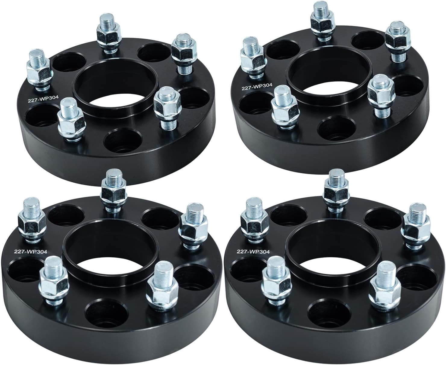Hex Autoparts 1.25" 5x5 to 5x5 (5x127mm) Black Hubcentric Wheel Spacers Adapters 1/2" Studs 4pcs Compatible with Jeep Commander Grand Cherokee Wrangler XK JK WK