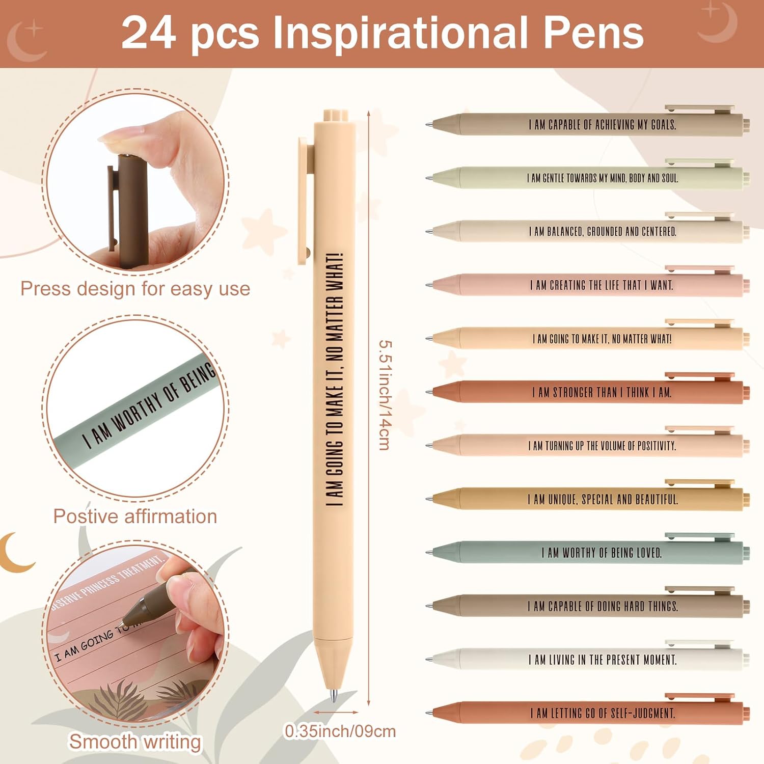 Funrous 72 Pcs Positive Affirmation Gift Inspirational Sticky Notes with Pens Bags Employee Appreciation Gifts for Coworkers Staff Home School Office Valentines Party Favors Gifts Supplies (Boho) - Image 2