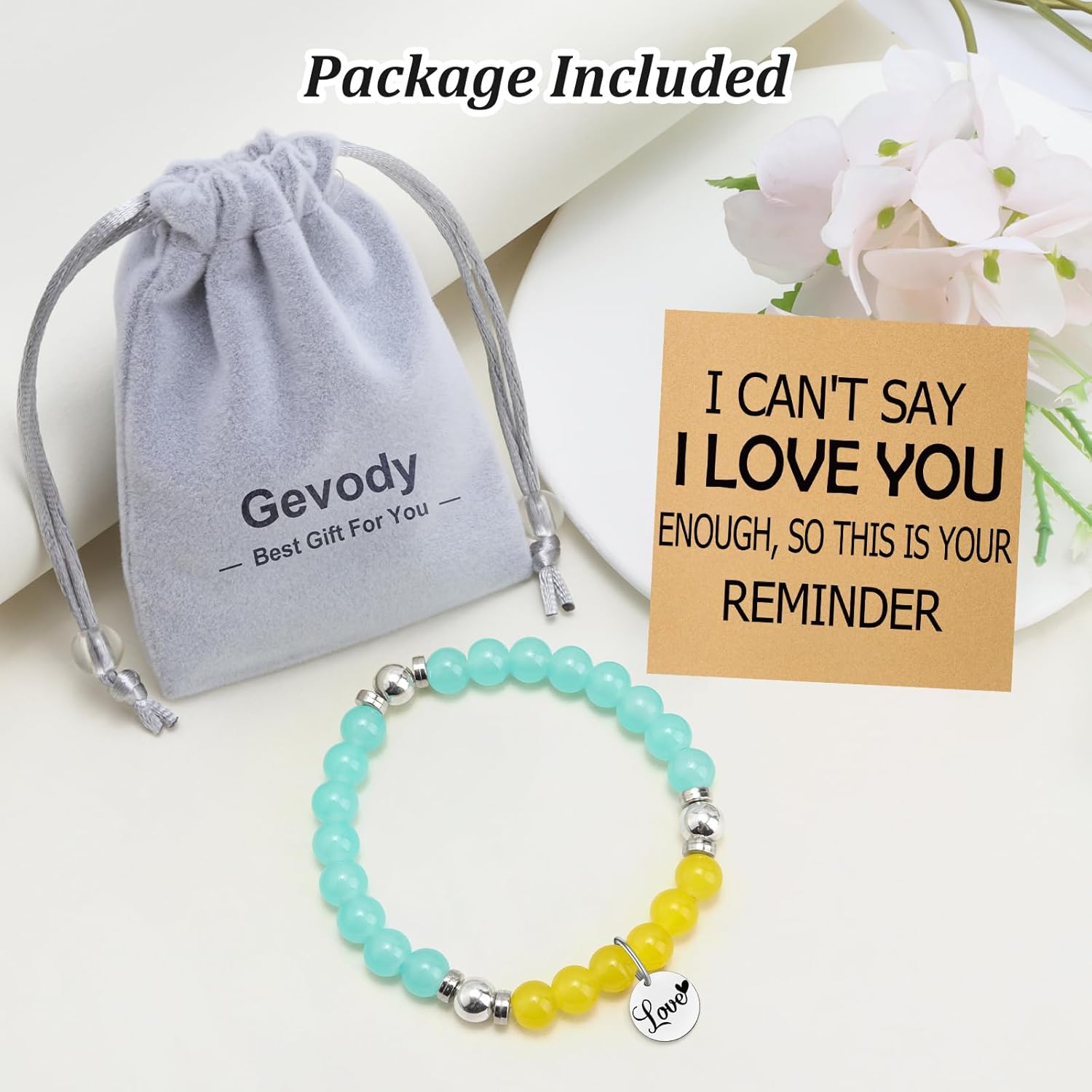 Wife Beads Bracelets from Husband Anniversary Romantic Gifts for Her Girlfriend Beaded Bracelets for Women Girlfriend Wife Birthday Gifts Valentines Christmas Mothers Day Present Stretch Jewelry - Image 6