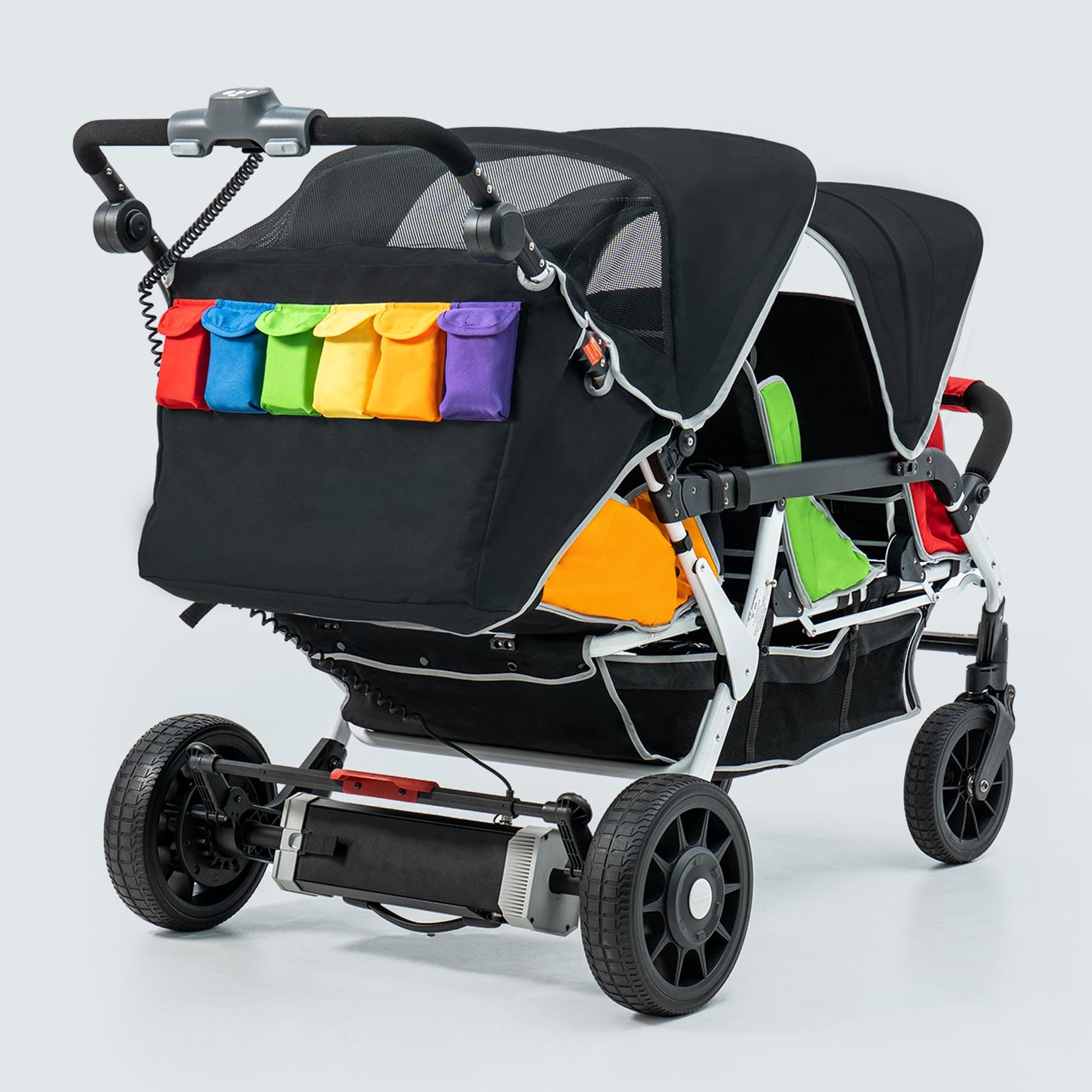 Familidoo Electric 6-Seater Stroller Wagon for Kids – Motorized Baby Stroller with All Reclining Seats, 5-Point Safety Harness & Foldable Design – Safe, Secure & Easy to Handle for Infants & Toddlers