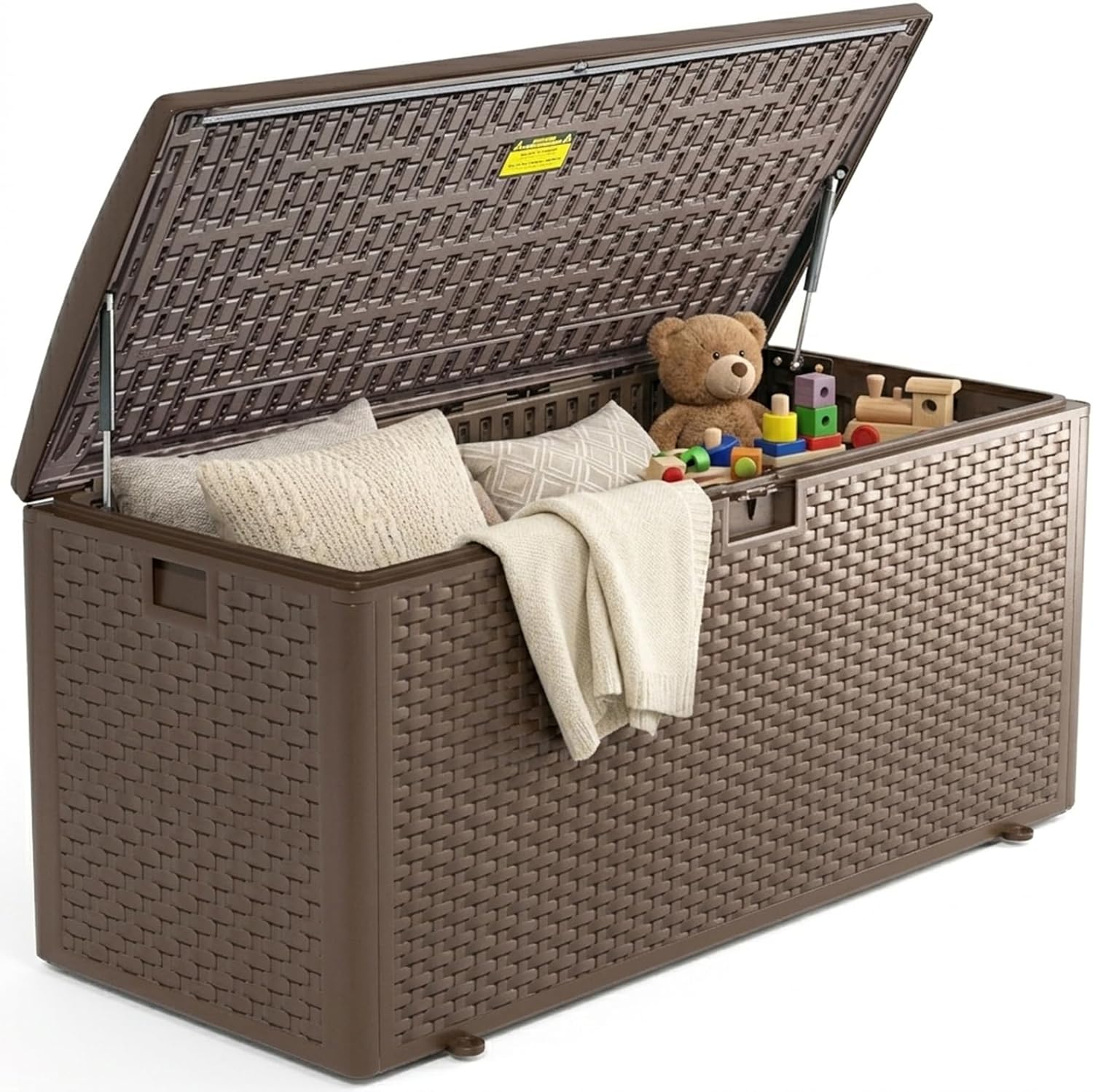 TARKARI Premium Pro Edition 180 Gallon Lockable Resin Deck Box, Waterproof & UV-Resistant Outdoor Storage Box for Outdoor Cushion Storage, Garden Tools & Pool Accessories Storage, Brown