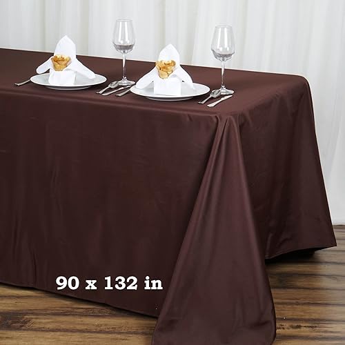 Miniatura 7 de BalsaCircle Mantel rectangular de poliéster de 90 x 132 pulgadas, color marrón chocolate para bodas, fiestas, eventos, cocina, comedor