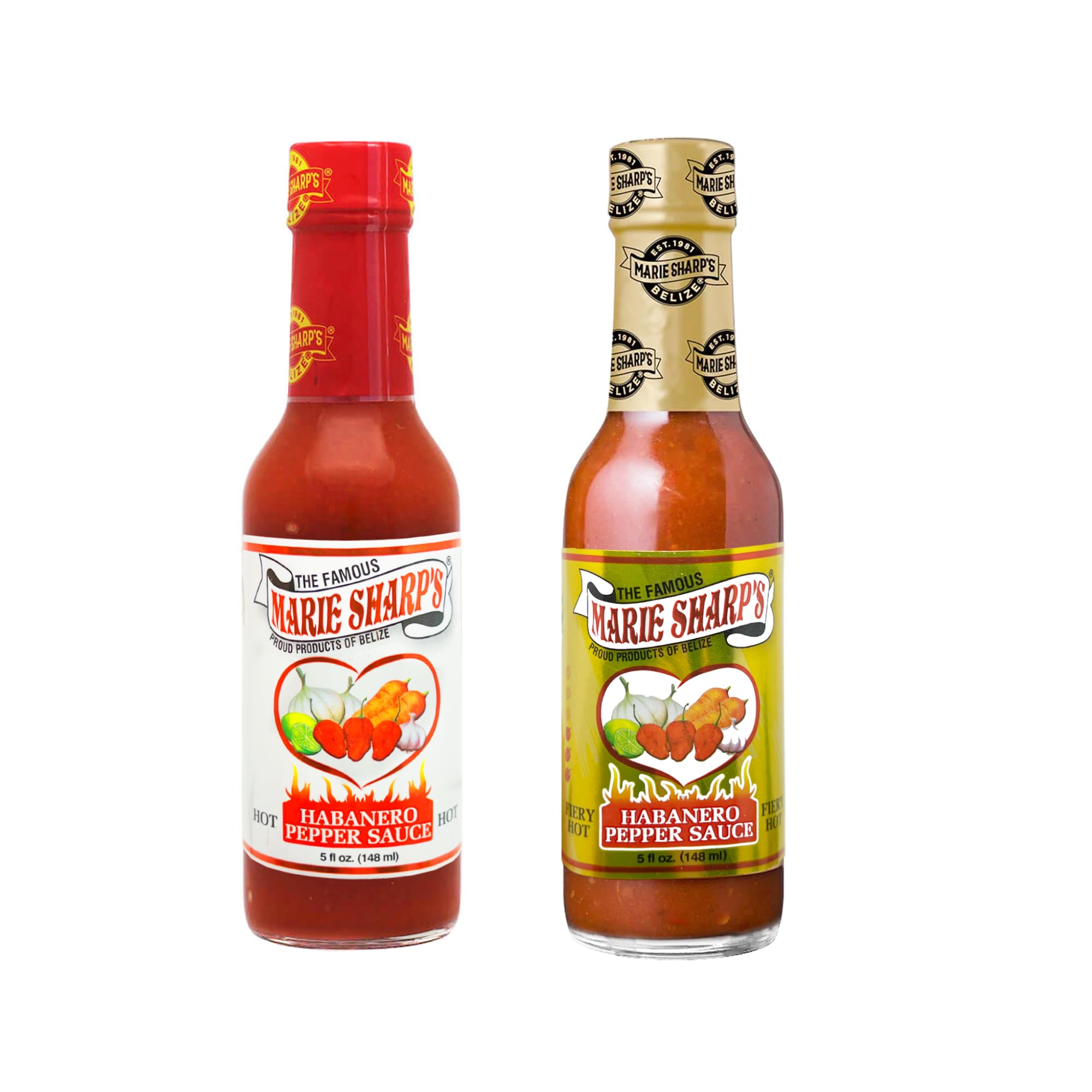 HOT and FIERY HOT Habanero Pepper Sauce Combo, 5oz each