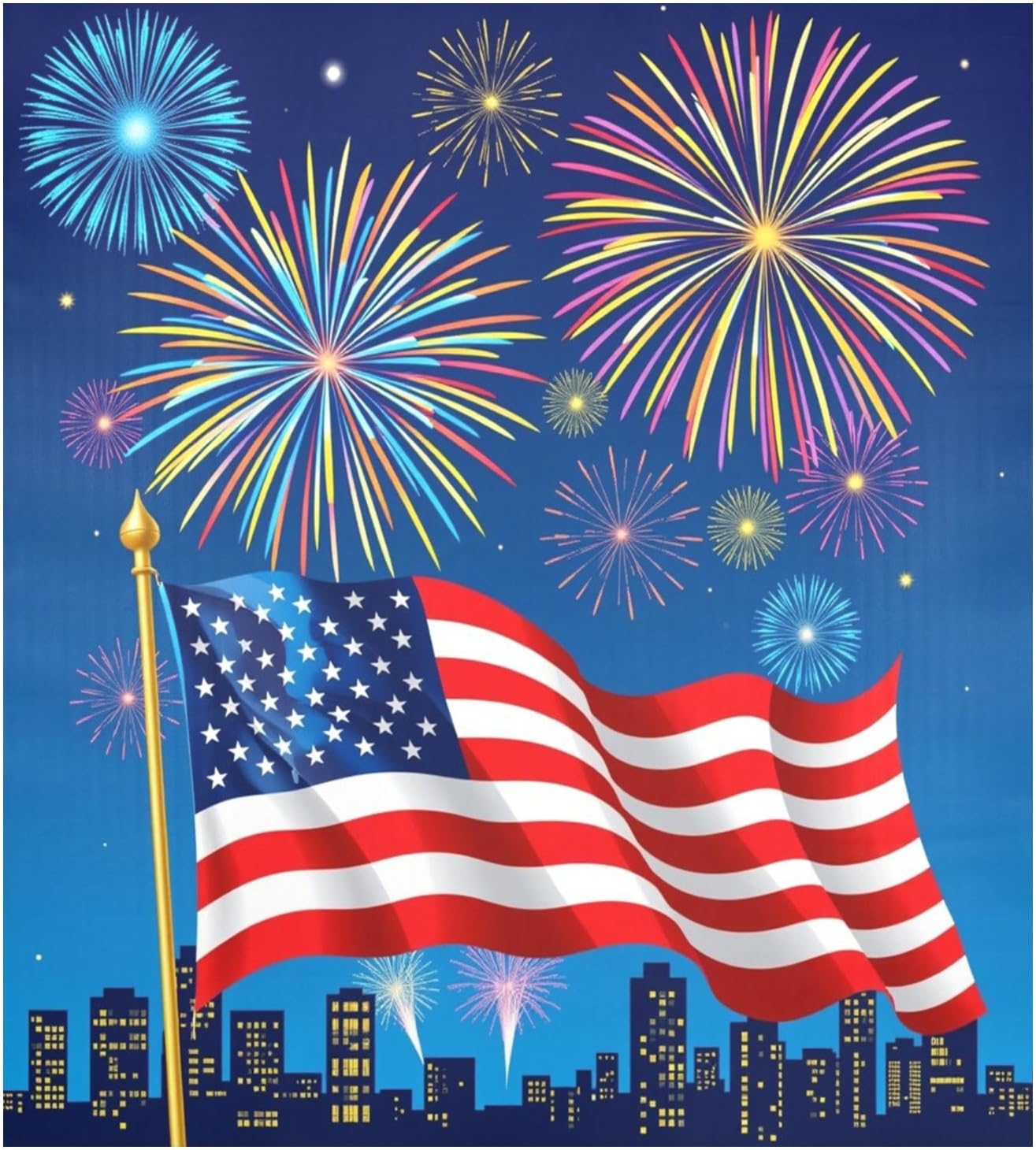 American Flag Patriotic Dishwasher Magnet Cover Independence Day 4th July Firework Magnetic Sticker Dish Washer Door Panel Cover Fridge Appliance Magnet Decal Sheet Kitchen Decor 23x26 inch