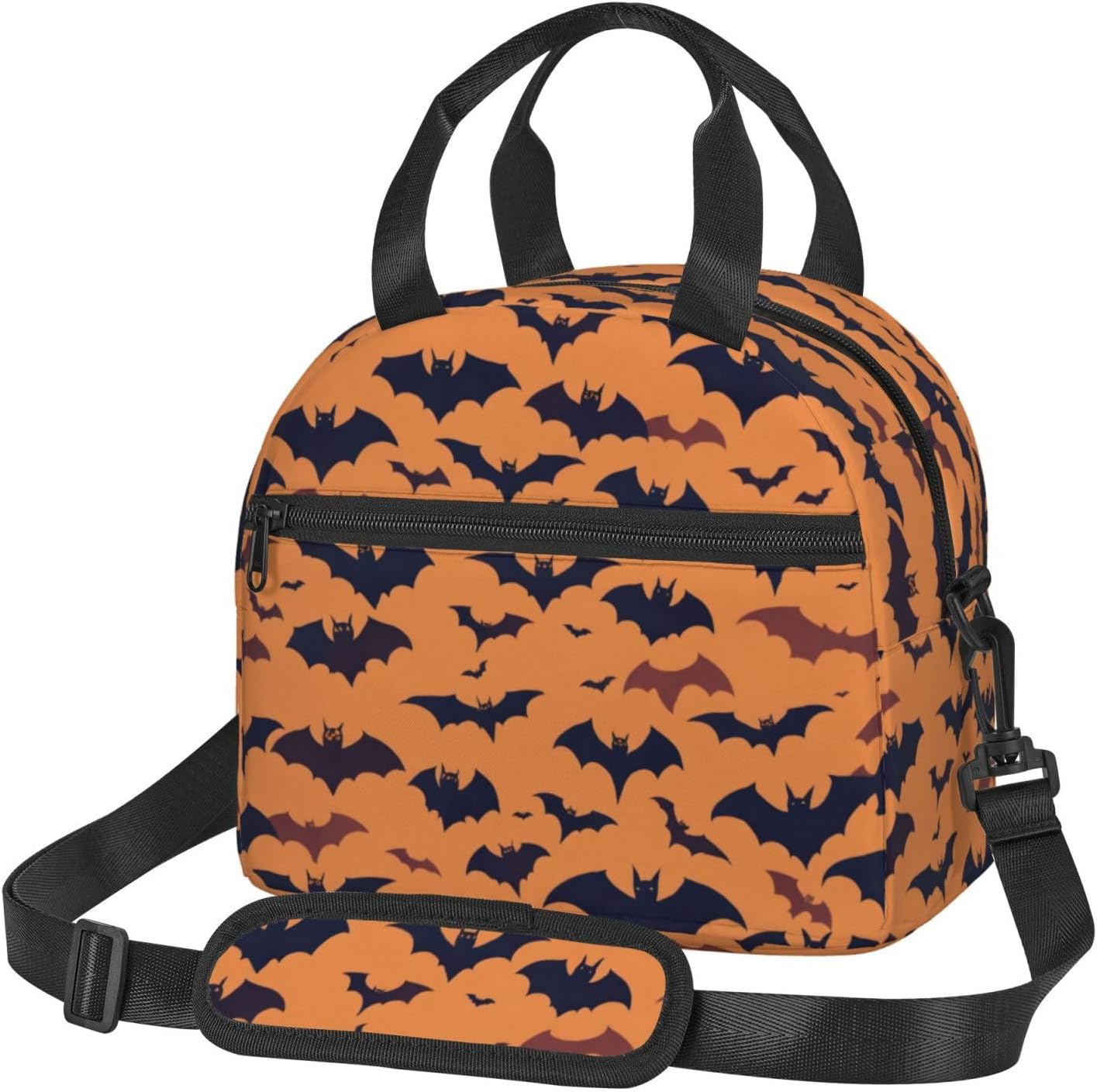 Bat pattern Print Reusable Lunch Bag Insulated Lunch Boxes for Office Work Picnic Tote Bag Adjustable