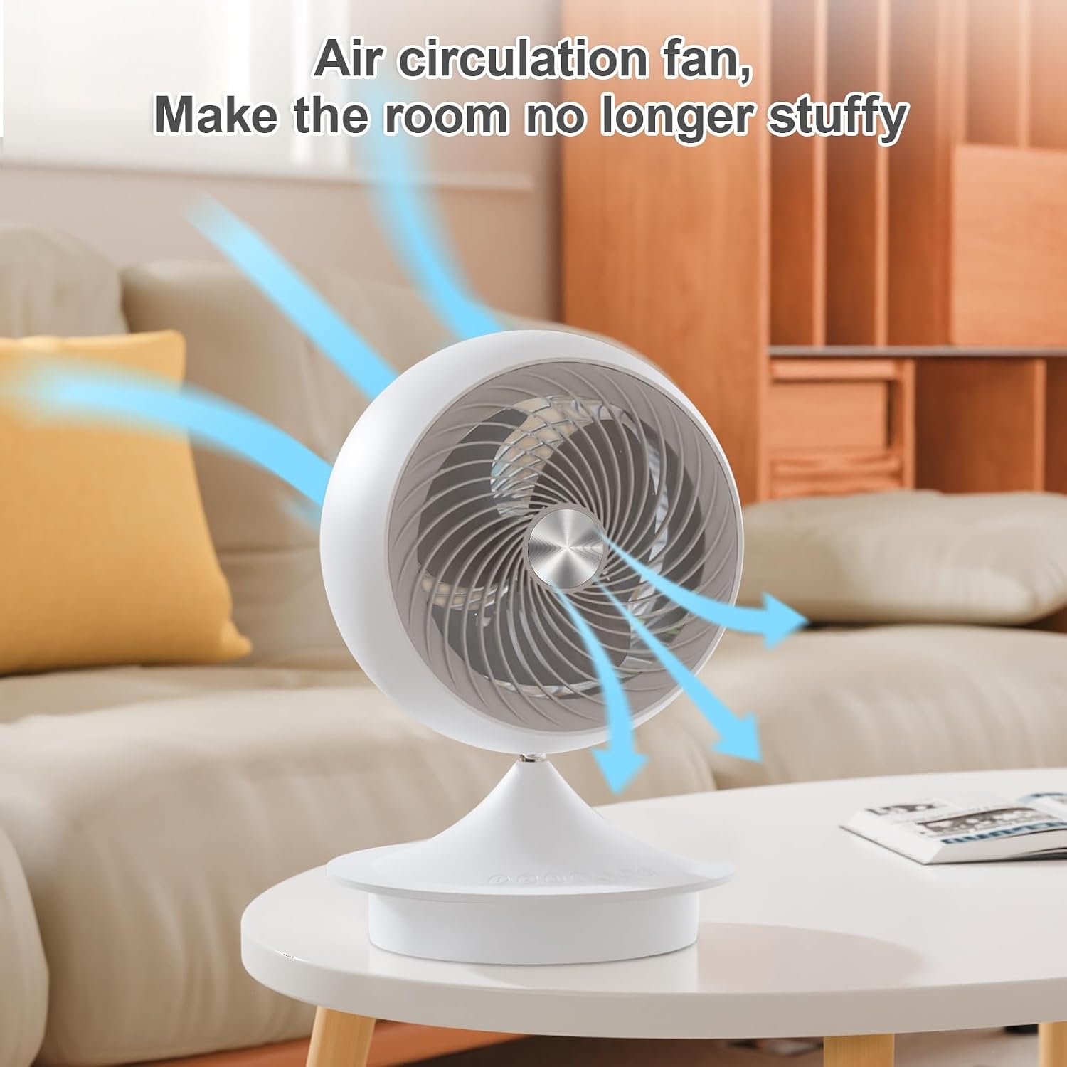 Desk Fans for Bedroom with Light, 13 Inch Table Air Circulator Fans, Oscillating Fan for Whole Room, 70° Vertical and 100° Oscillating, 3 Speeds, 28dB Quiet, for Home,Office,Outdoor