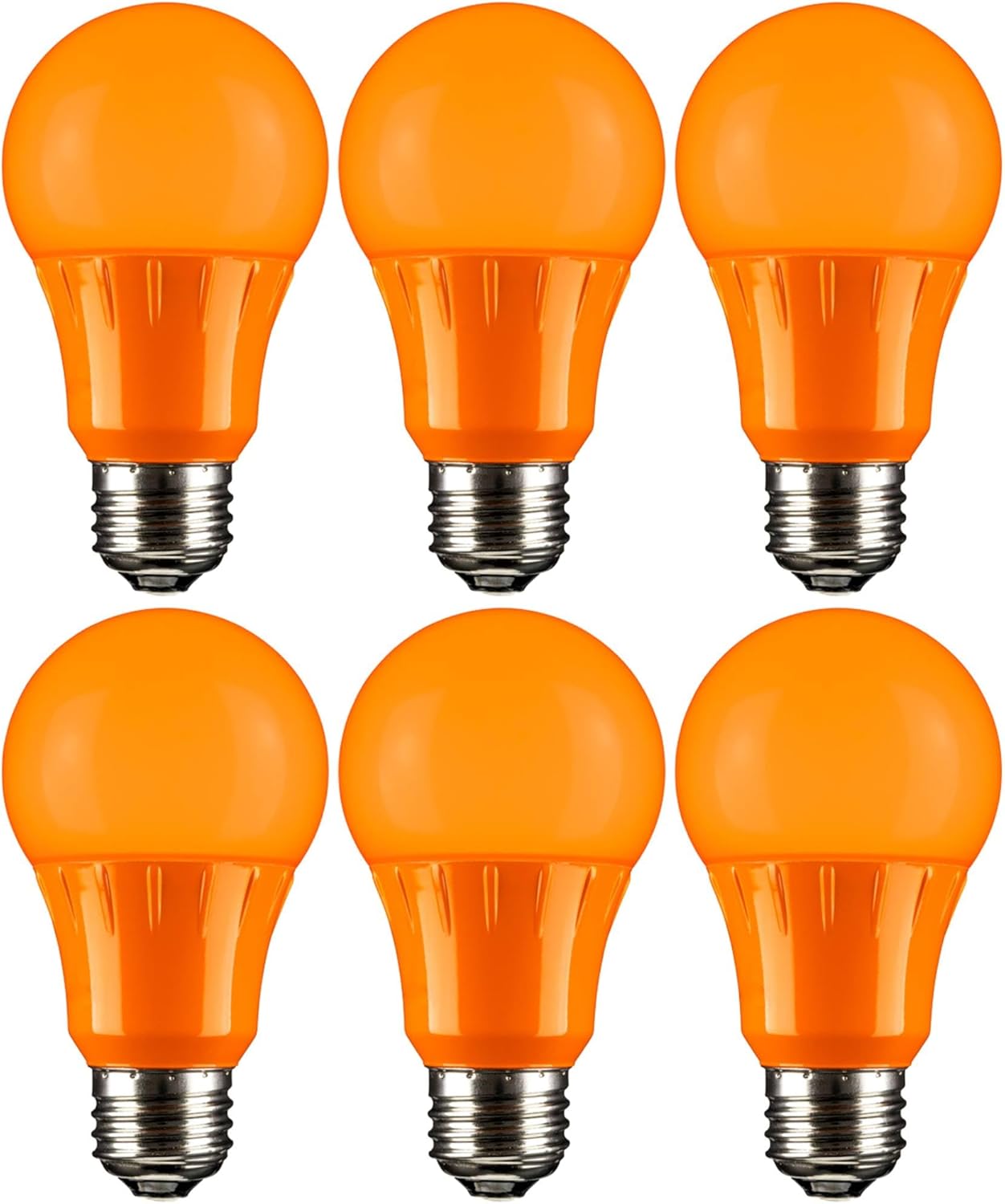 Sunlite 40470 LED A19 Colored Light Bulb, 3 Watts (25w Equivalent), E26 Medium Base, Non-Dimmable, UL Listed, Party Decoration, Holiday Lighting, 6 Count, Orange
