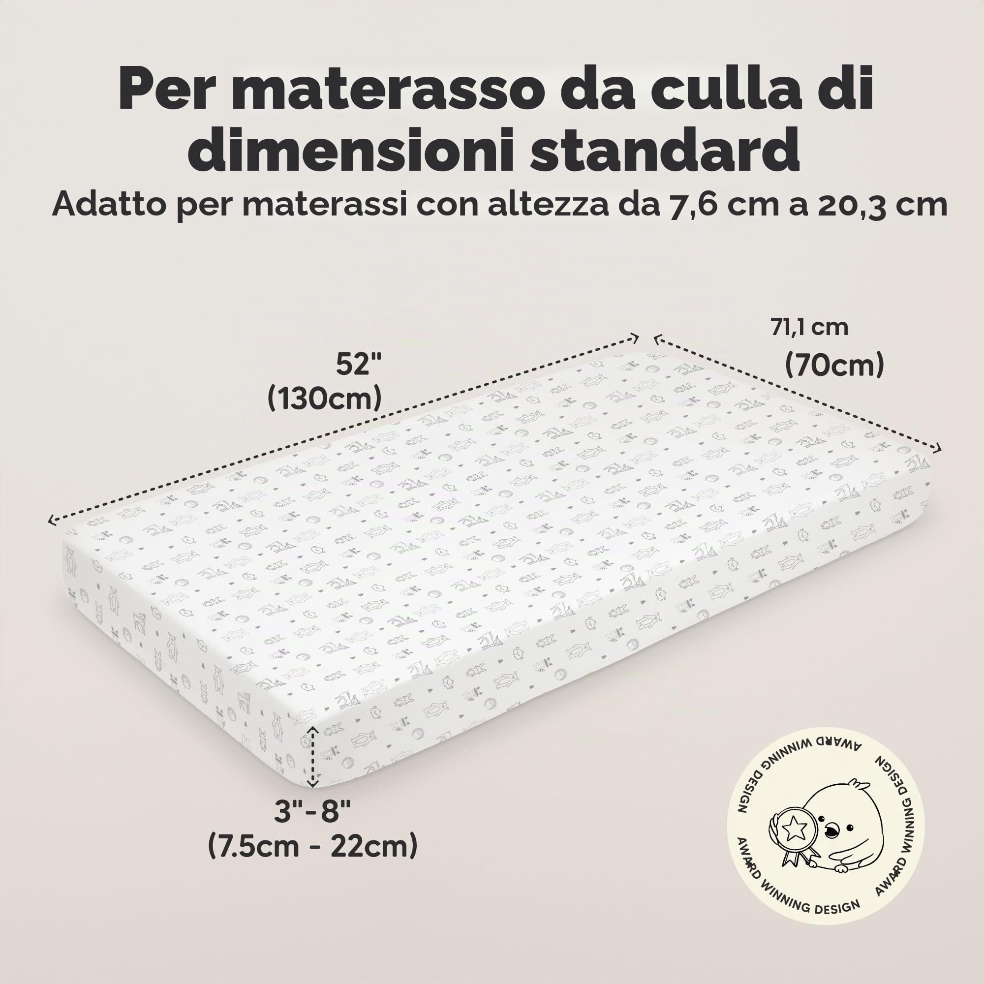 Lenzuolo con angoli per lettino da 70x140 - Set di lenzuola per lettino da bambino, composto da un lenzuolo con angoli e due lenzuolini per lettino, in cotone (Woodland)