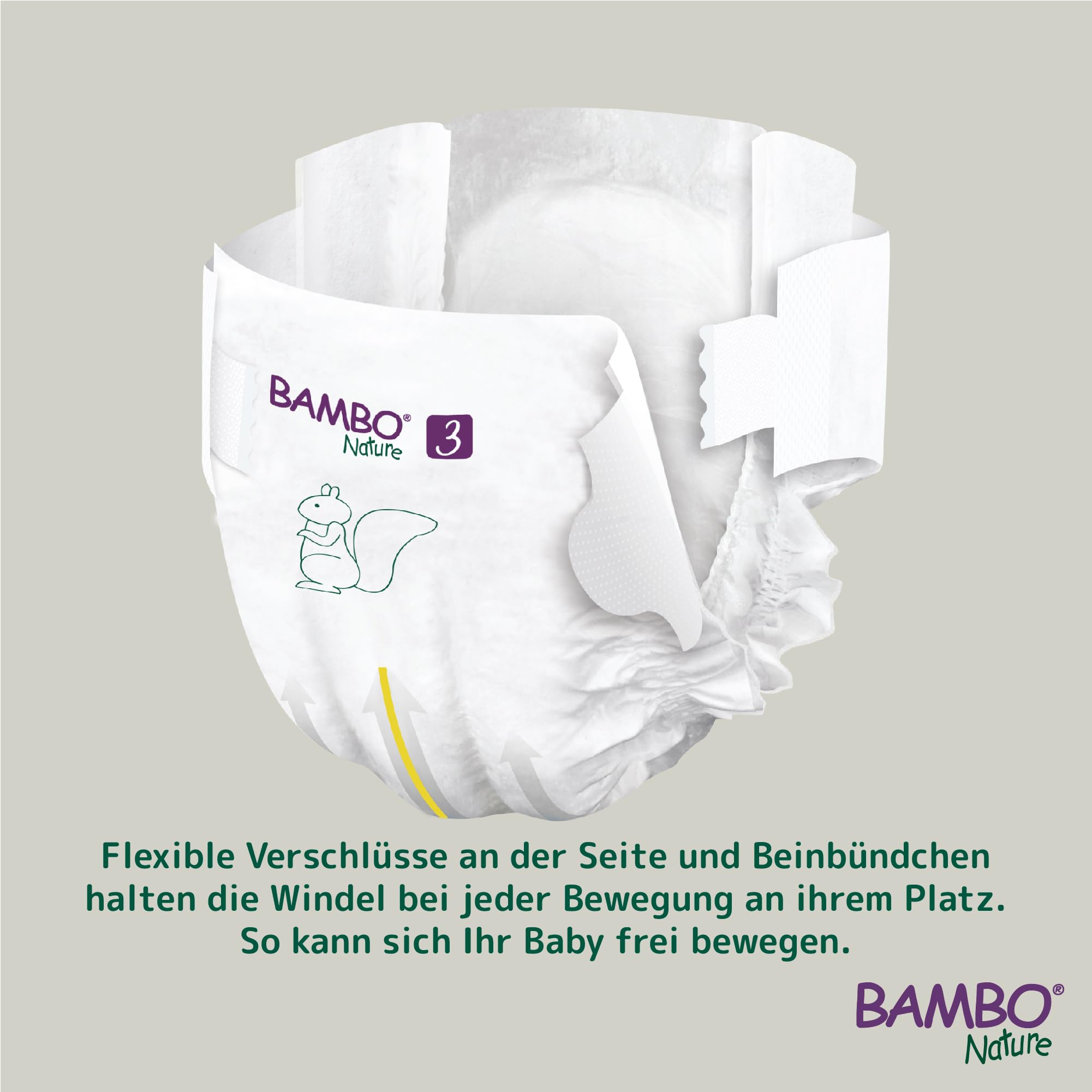 Bambo Nature Baby Windeln Größe 3 (4-8kg) 168 St. Monatsbox | Premium Diapers mit verbesserter Auslaufsicherheit | Ultimativer Komfort & Freiheit für aktive Kinder | Dermatologisch getestete Nappies