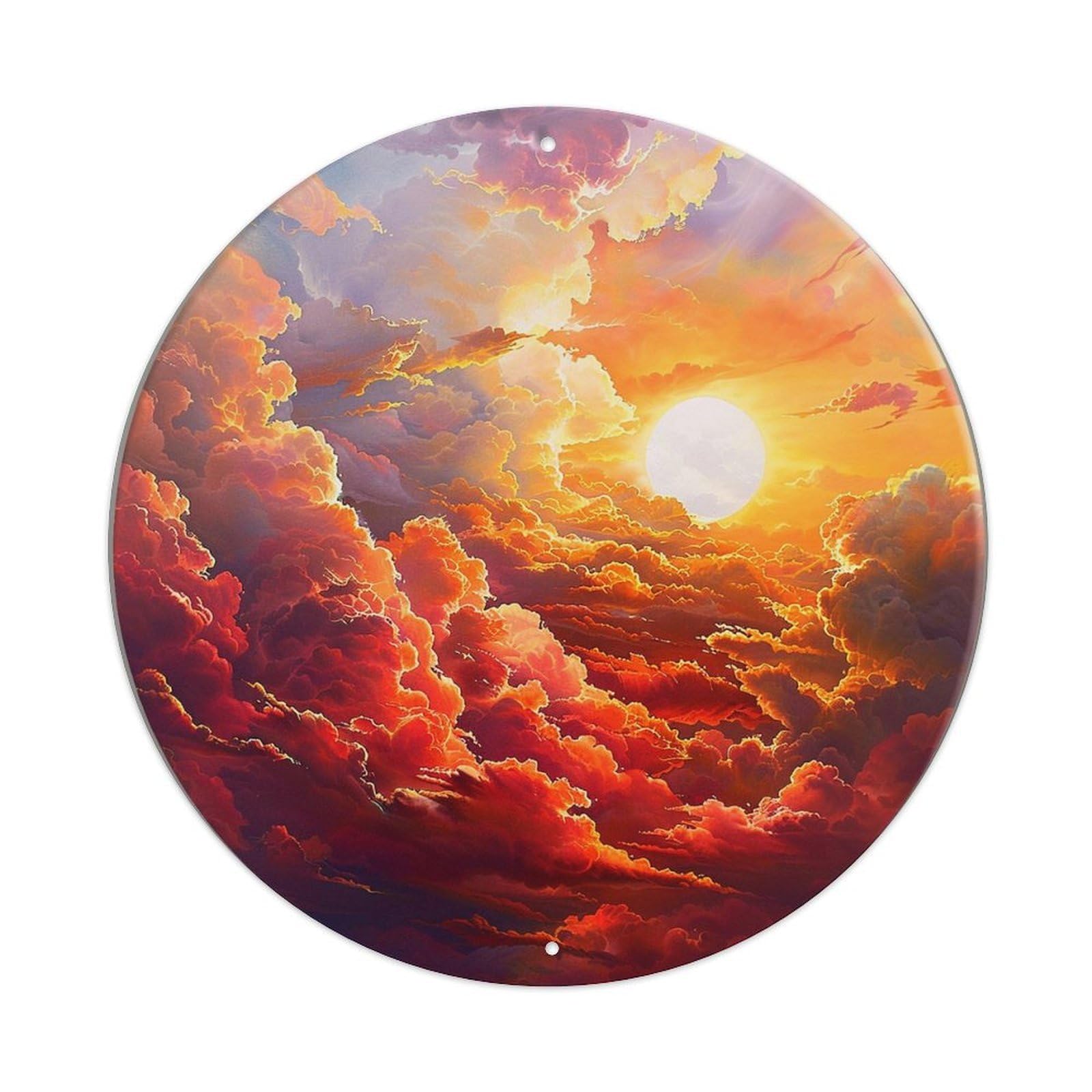 Sunset Sky Clouds Fire Light Tin Sign Metal Poster Vintage Metal Signs for Home Man Cave Bar Cafe Kitchen laundry room Wall Decorations Gift 8x8Inch